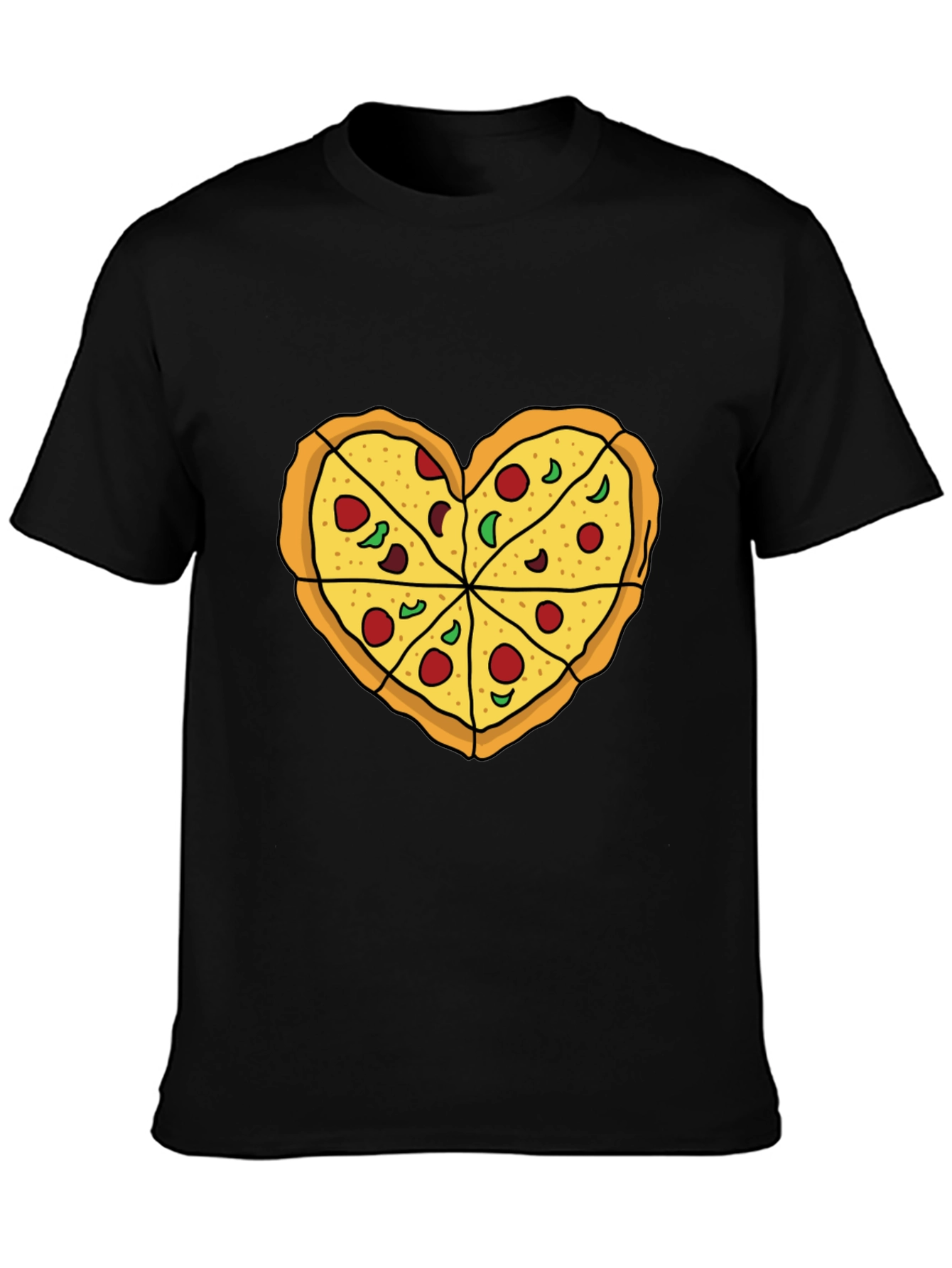 Black Pizza Heart Graphic Tee -  Food Lover's T-Shirt view 3