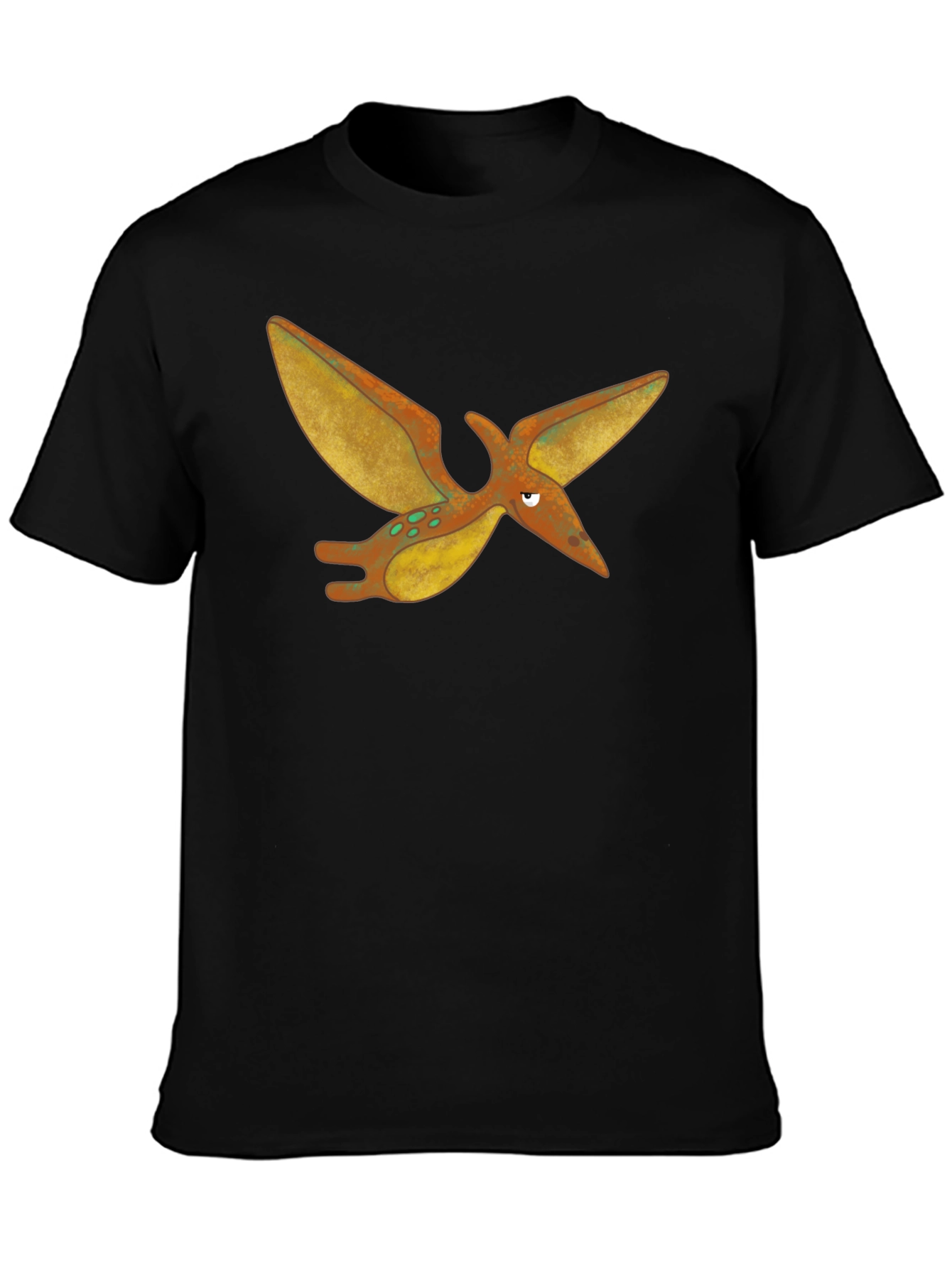 Black Cartoon Pterodactyl Black T-Shirt view 3