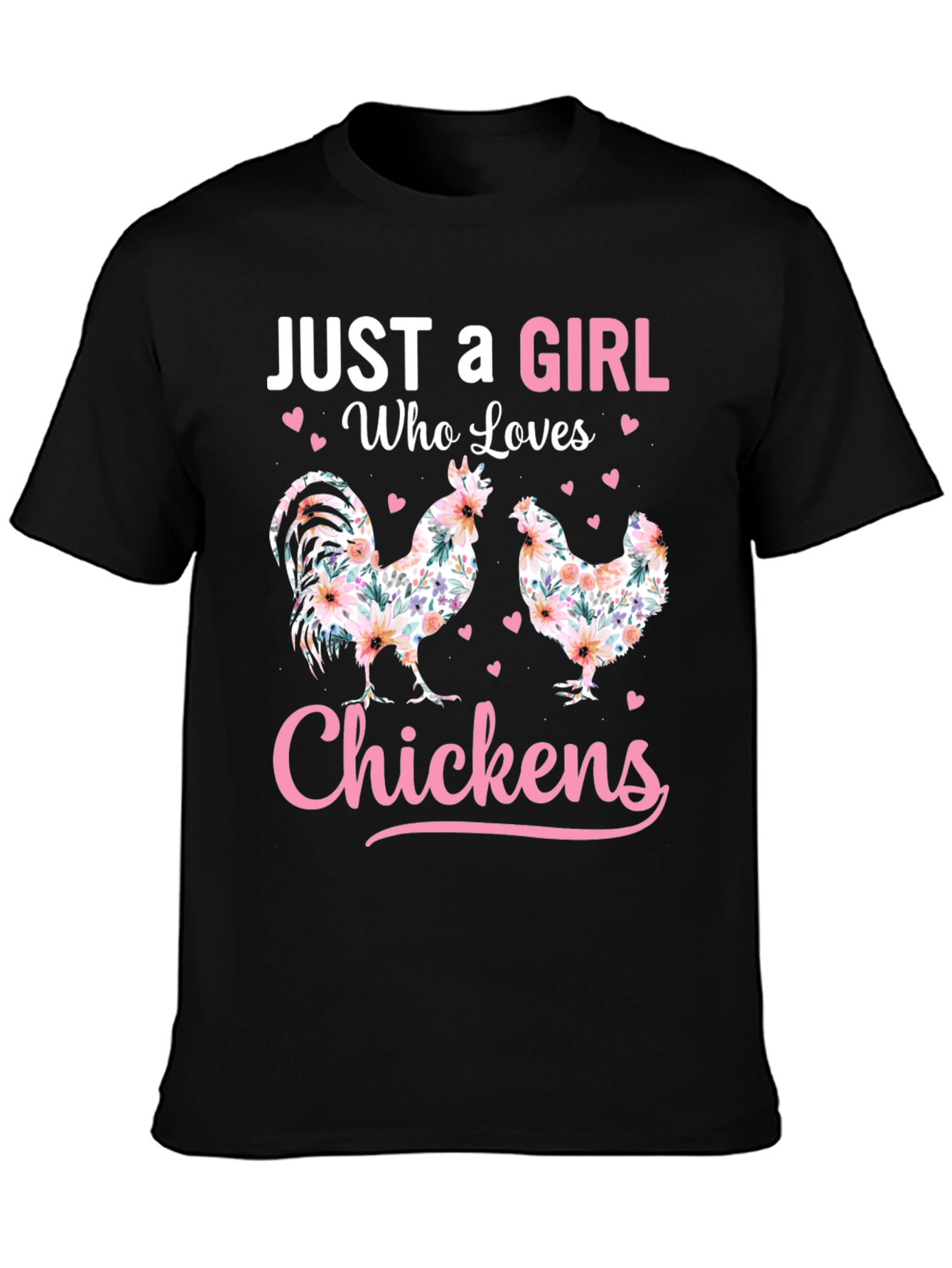 Black Just a Girl Who Loves Chickens T-Shirt view 3