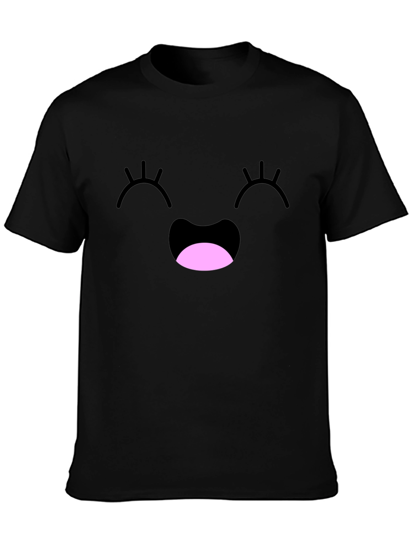 Black Happy Face Graphic Tee - Black Cotton Blend view 3