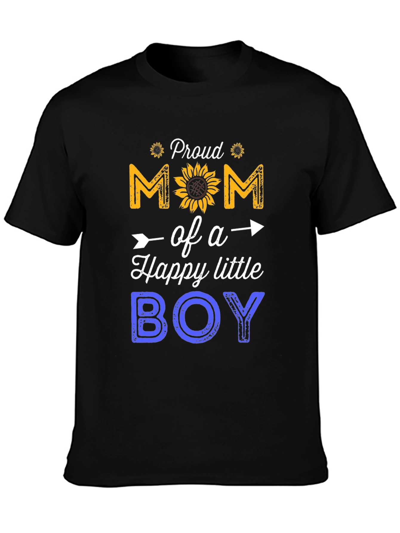 Black Proud Mom of a Happy Little Boy T-Shirt view 3