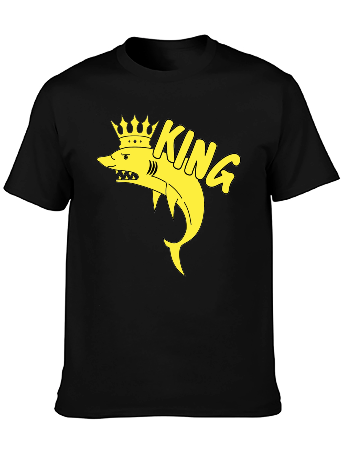 Black King Shark T-Shirt - Black Cotton Graphic Tee view 3