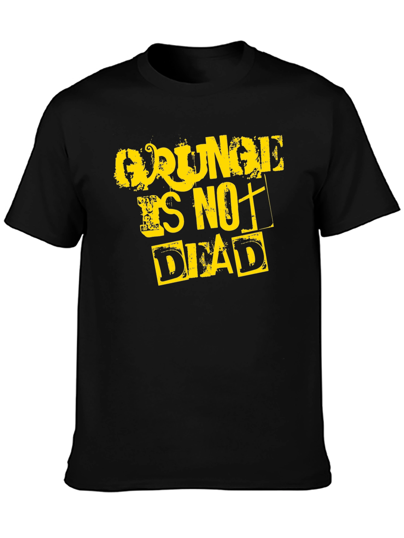 Black Grunge Is Not Dead Graphic Tee - Black Cotton T-Shirt view 3