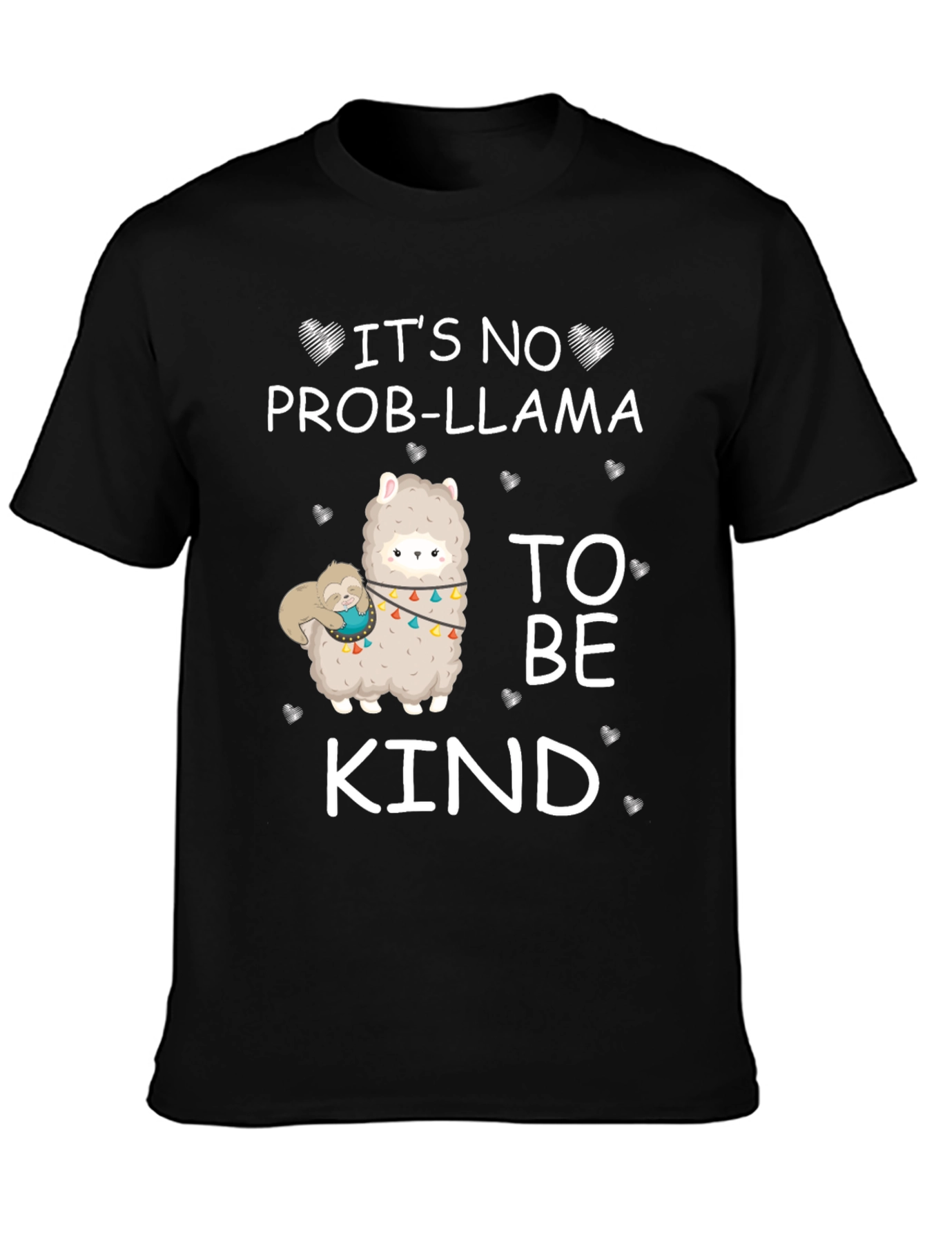 Black It's No Prob-Llama To Be Kind Graphic T-Shirt view 3