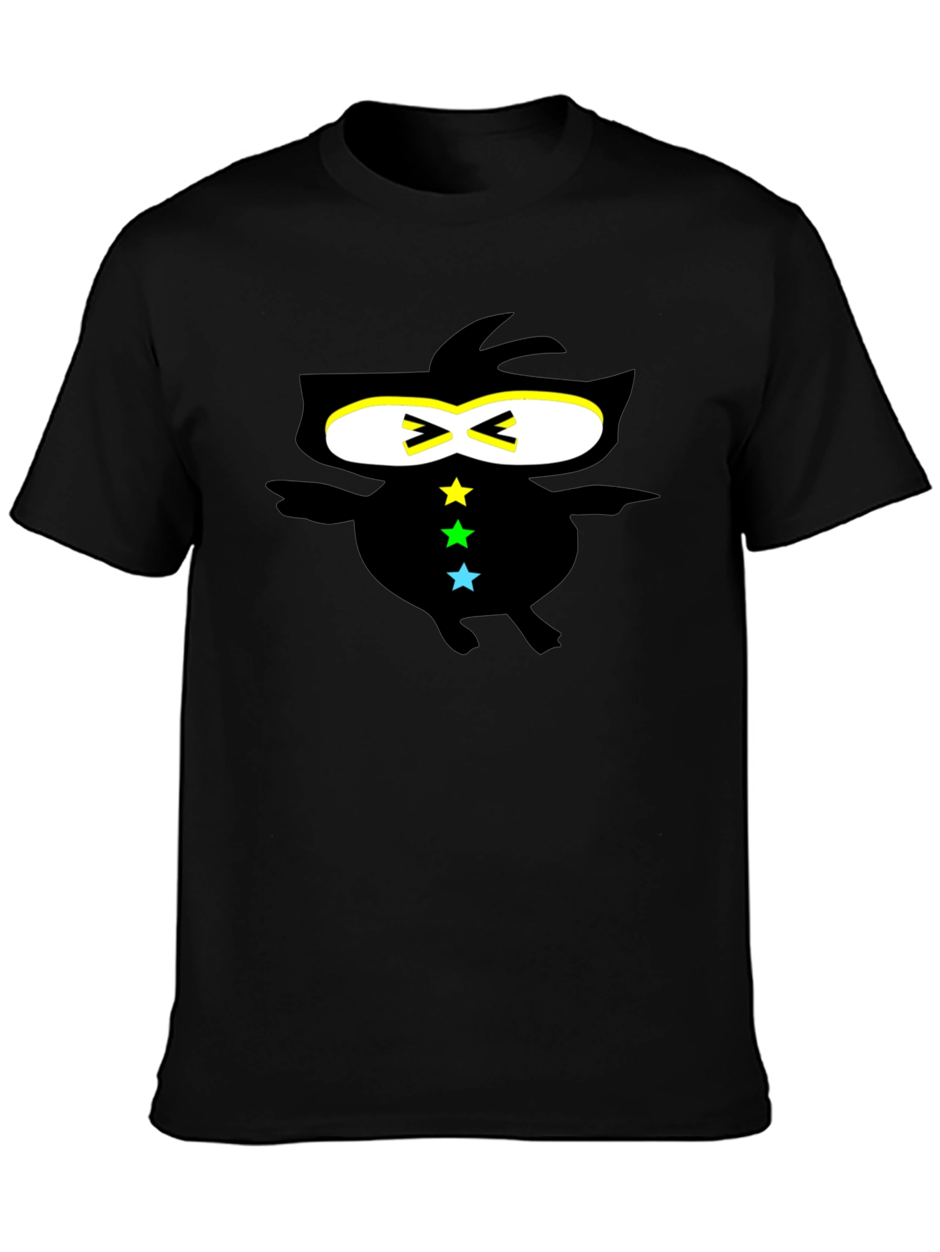 Black Cool Ninja-Style Graphic Black T-Shirt view 3