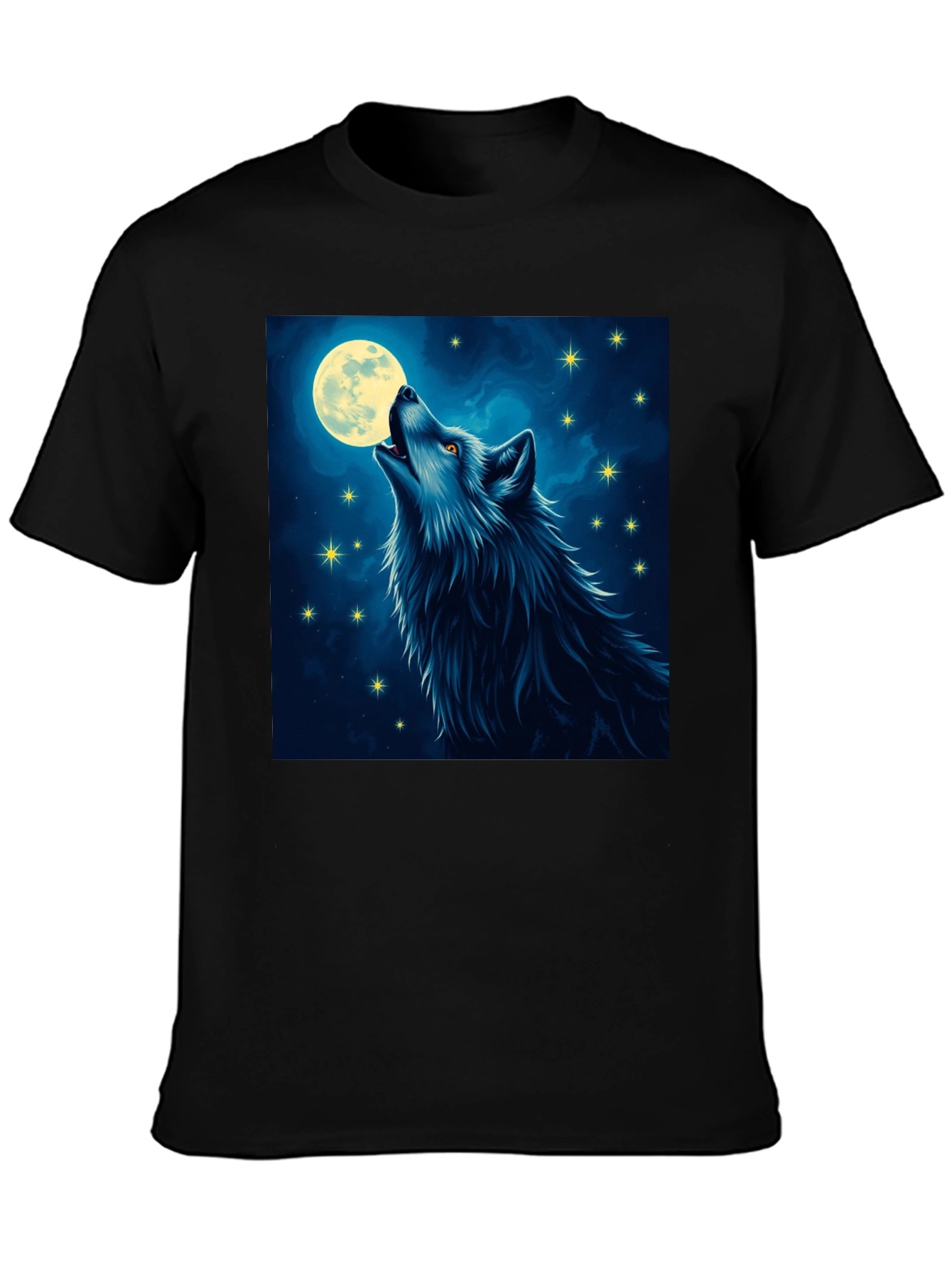 Black Wolf Moon T-Shirt - Mystical Night Design view 3