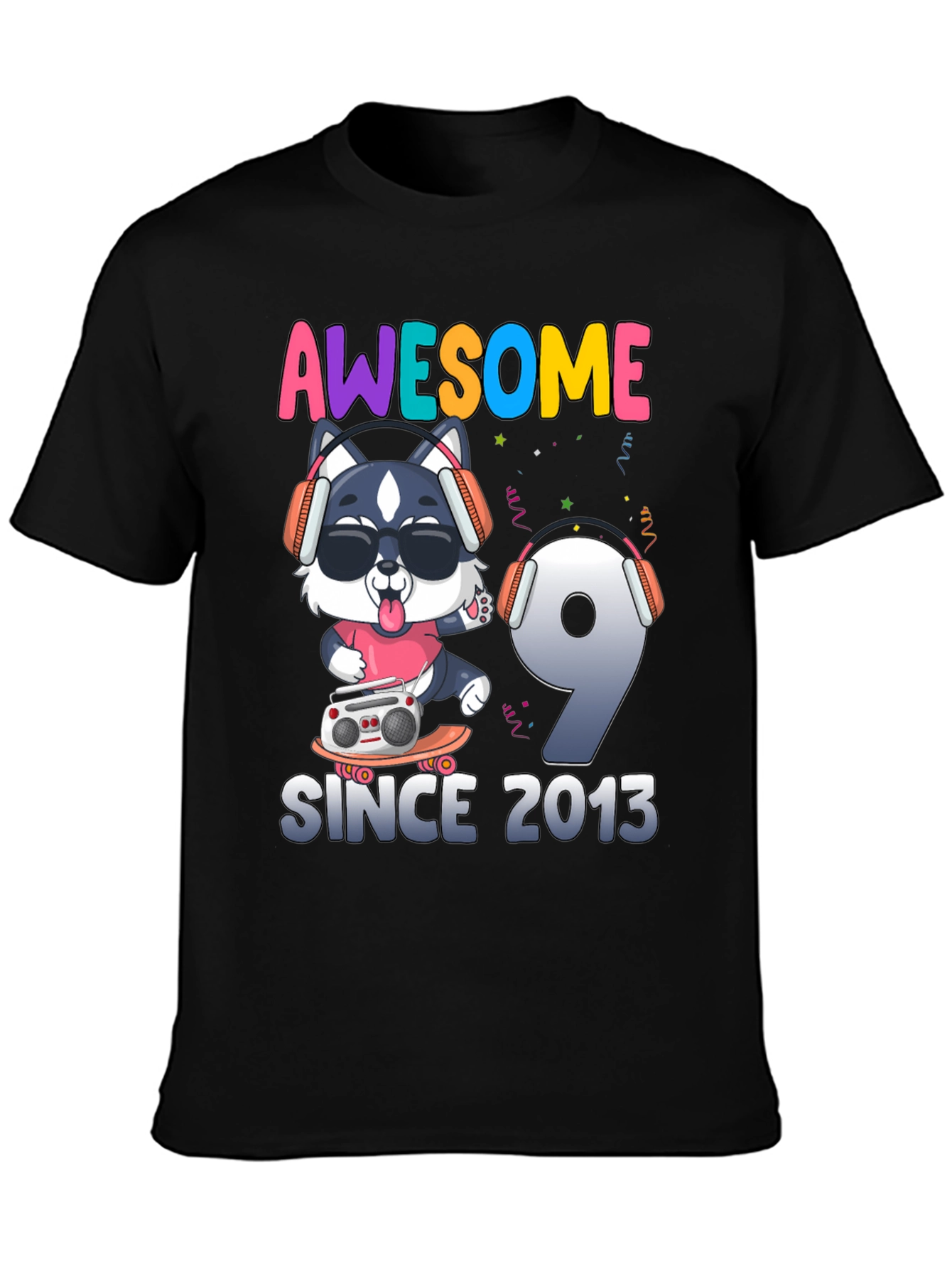 Black Awesome Since 2013 T-Shirt view 3