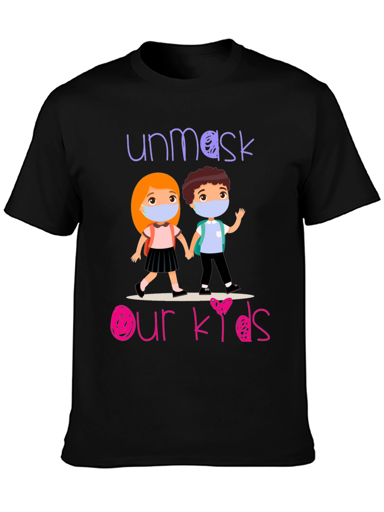 Black Unmask Our Kids Graphic T-Shirt view 3
