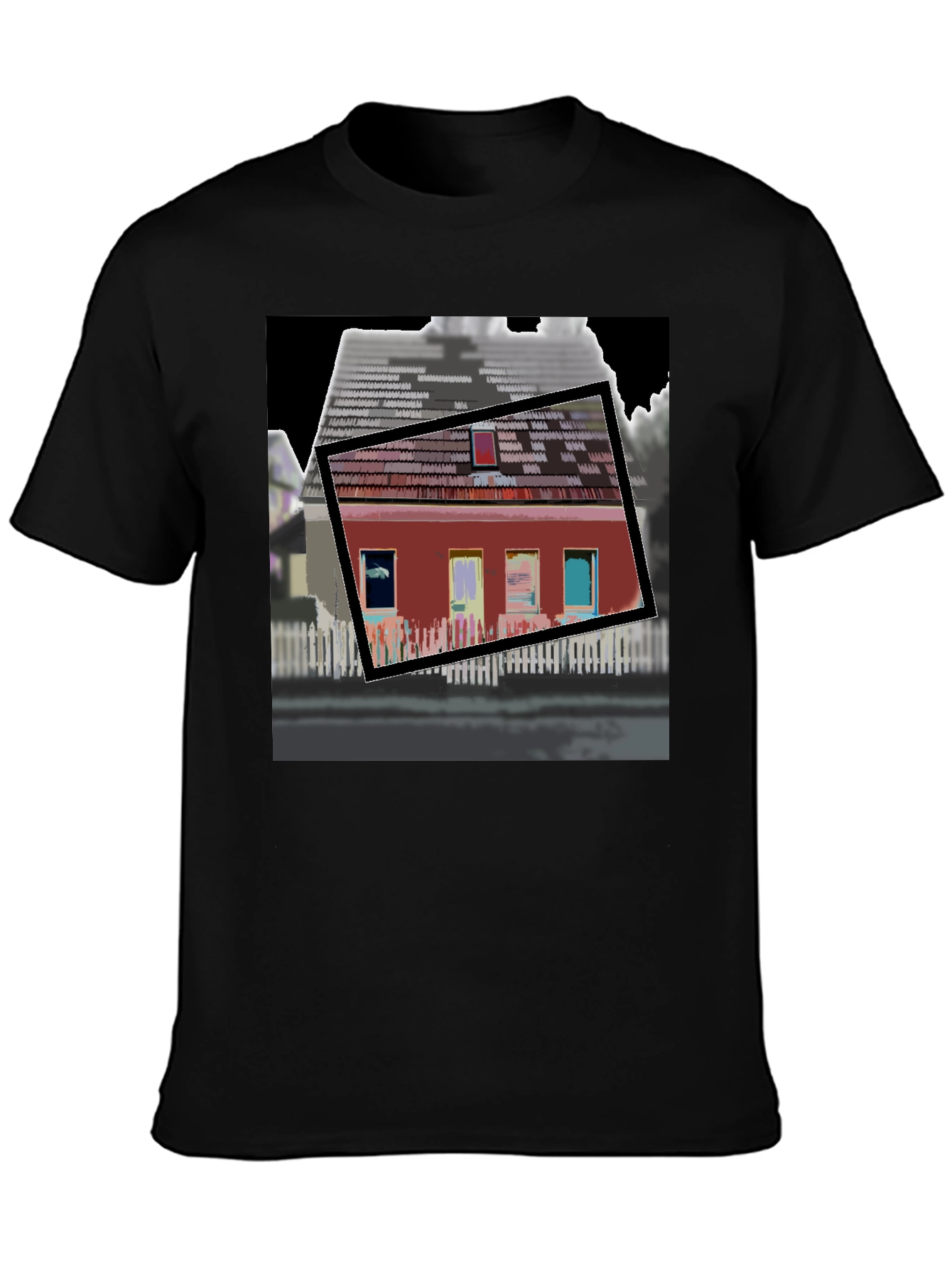 Black Modern House Graphic T-Shirt view 3