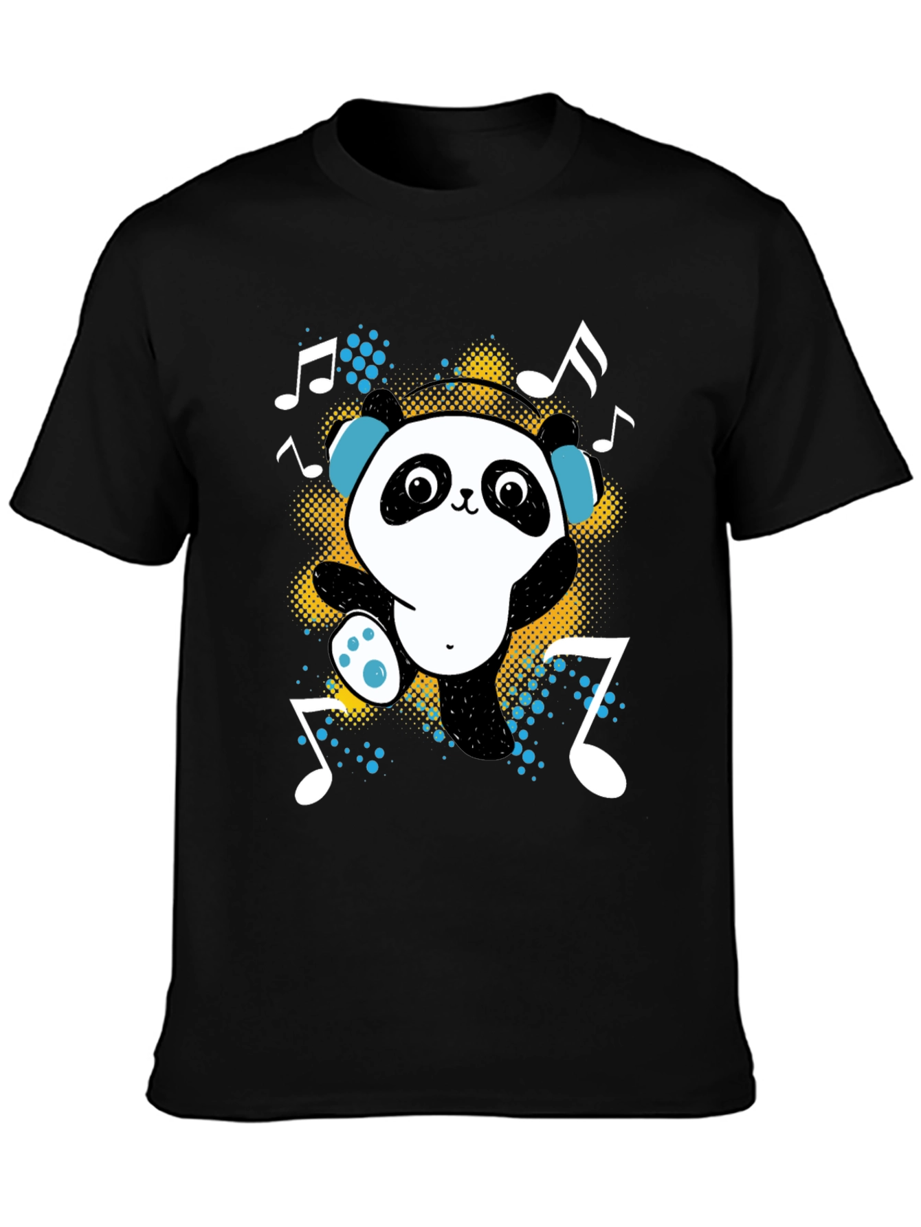 Black Dancing Panda Graphic Tee - Black Cotton T-Shirt view 3