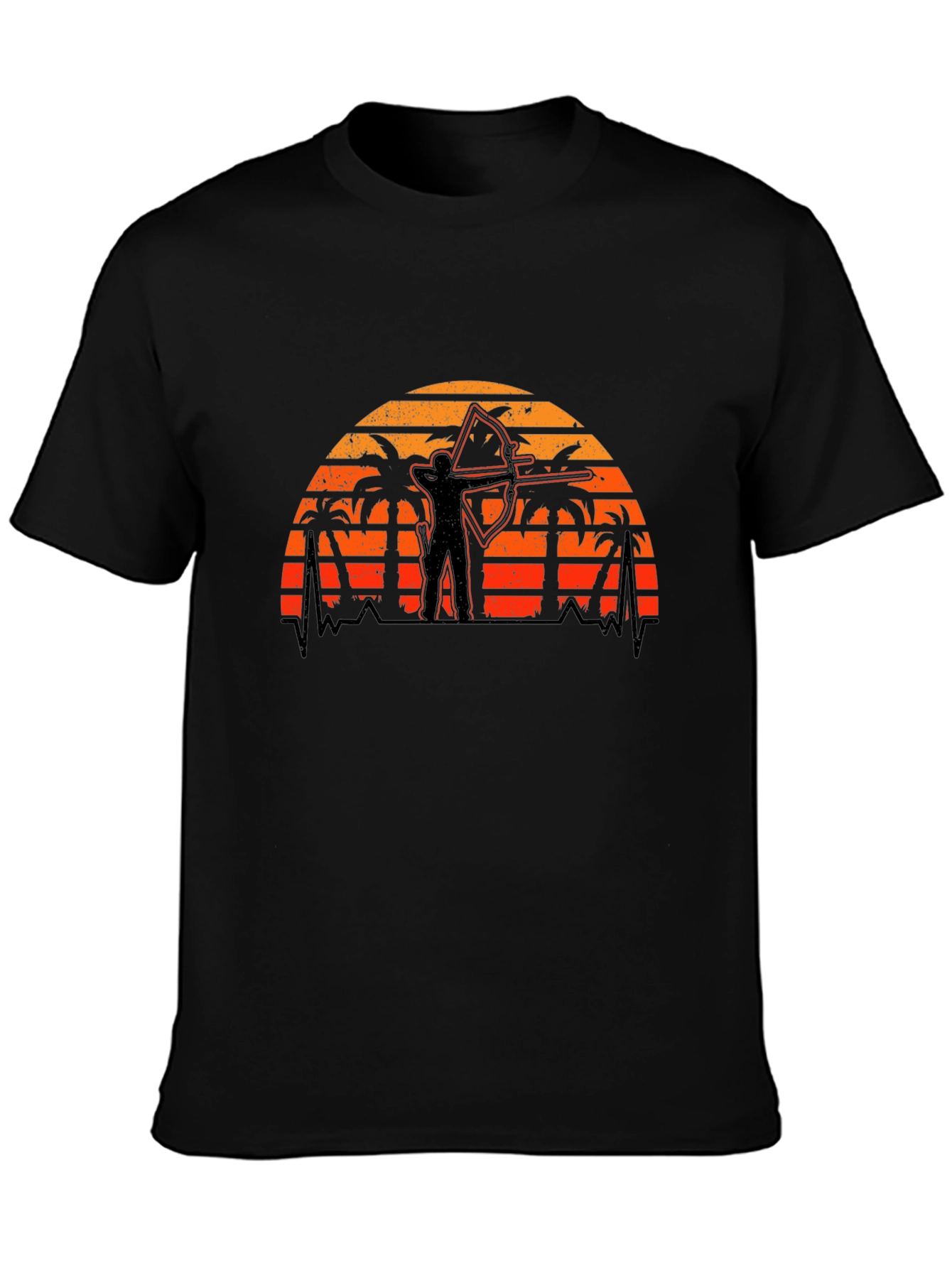 Black Archer Sunset Graphic Tee - Tropical Archery Shirt view 3