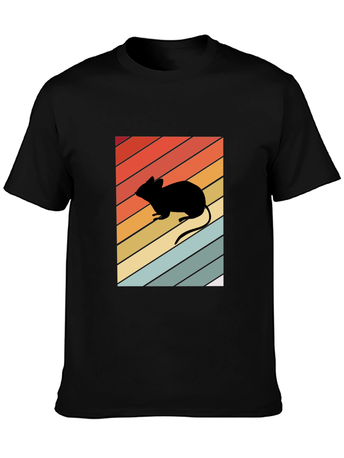 Black Retro Mouse Silhouette Graphic T-Shirt view 3