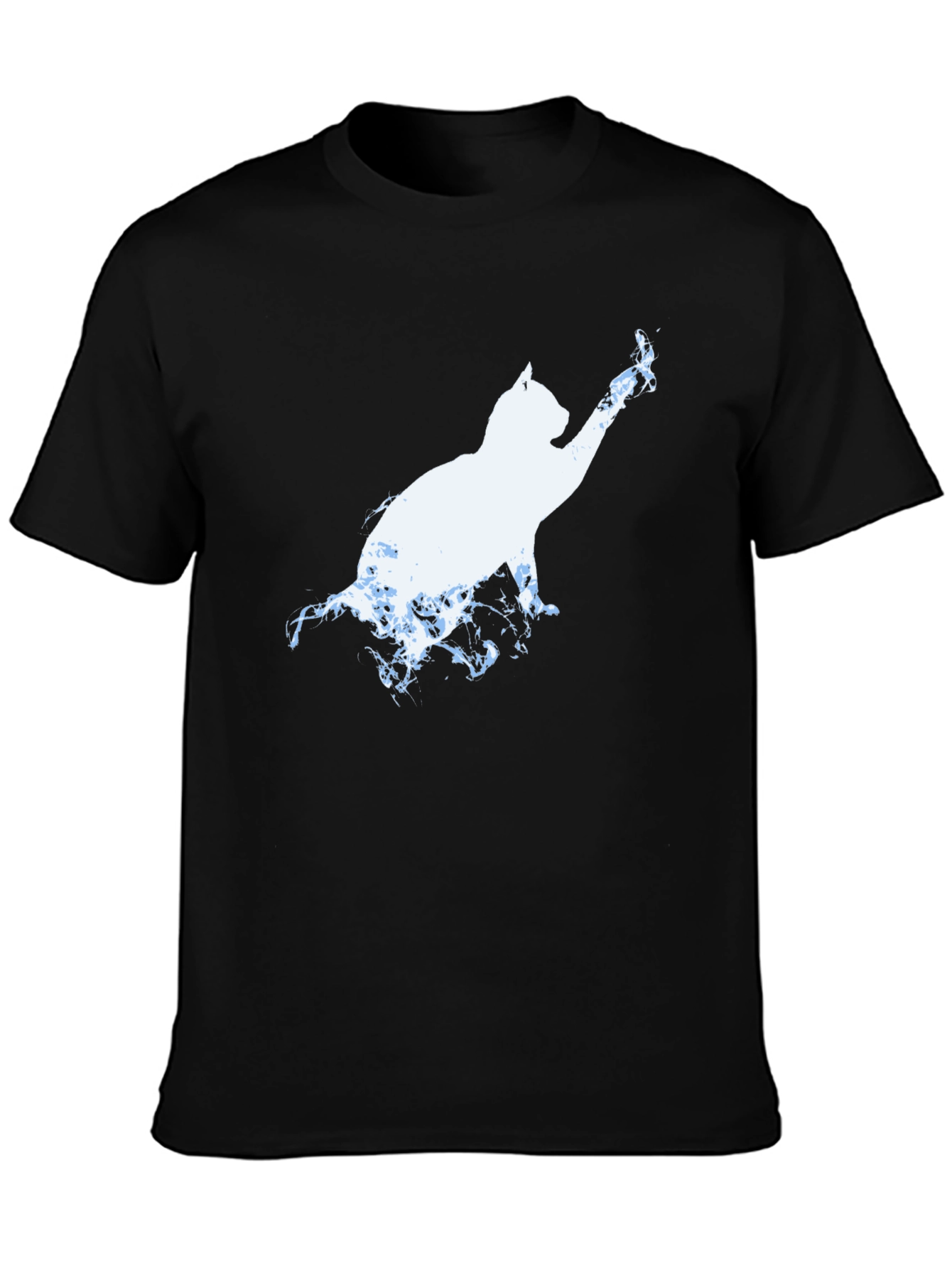 Black Cat Silhouette T-Shirt - Black Graphic Tee view 3