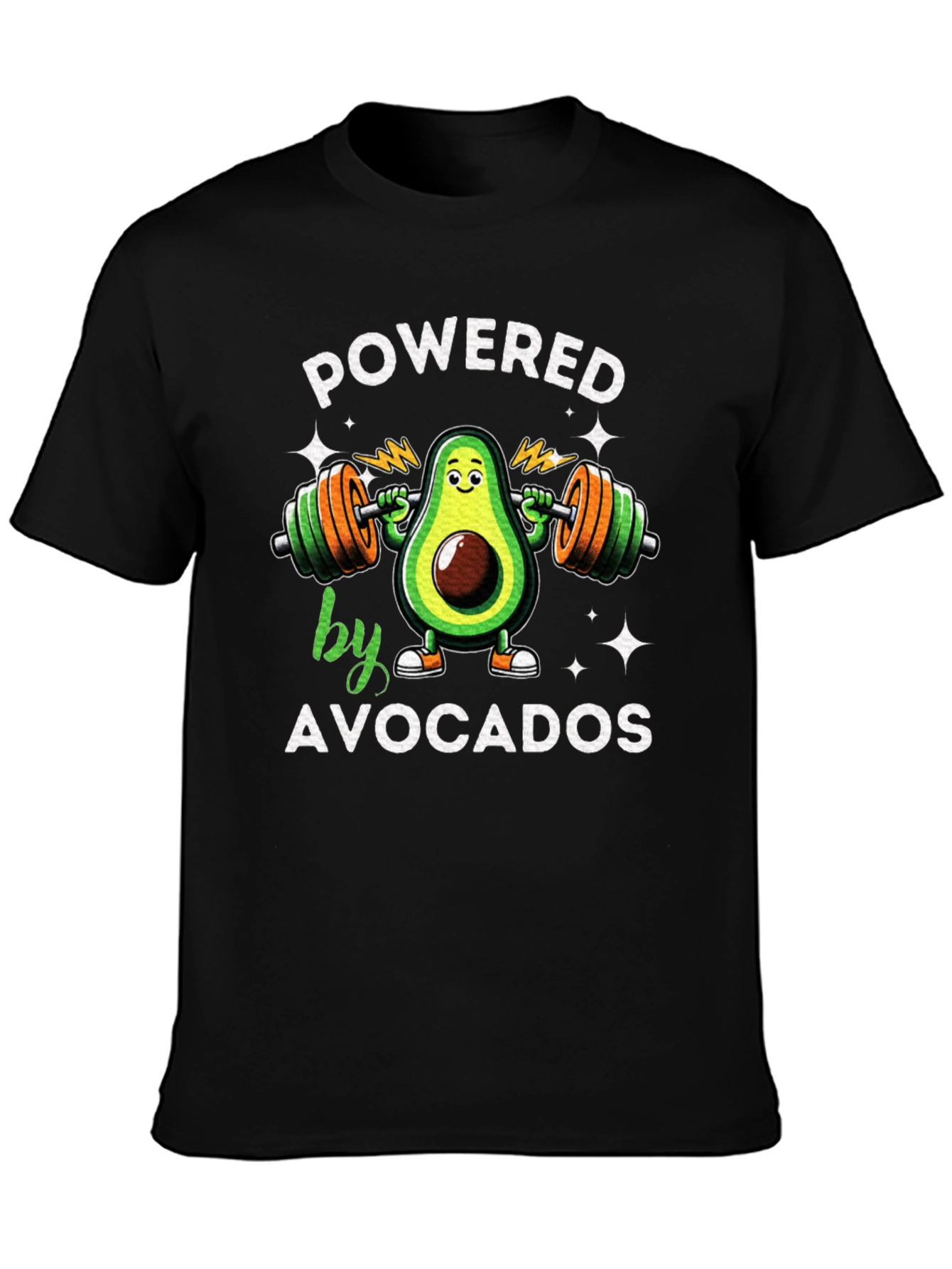 Black Powered by Avocados T-Shirt view 3