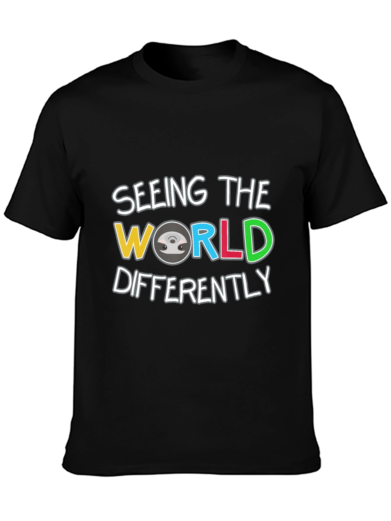 Black Seeing The World Differently T-Shirt view 3