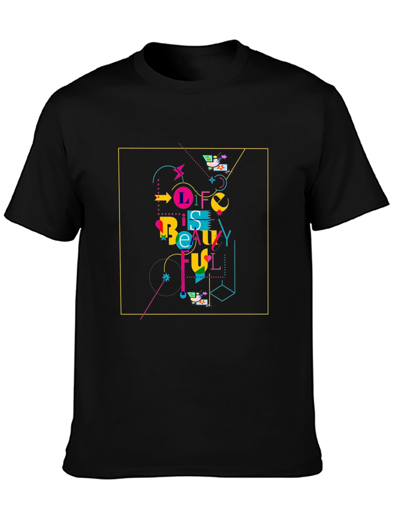 Black Life Is Beautiful Graphic Tee - Stylish Black T-Shirt view 3