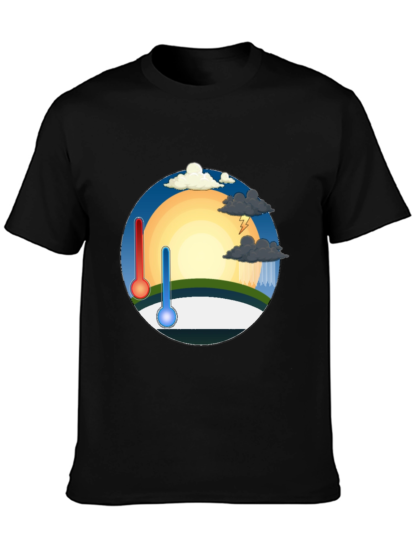 Black Climate Change T-Shirt - Hot & Cold Weather Tee view 3