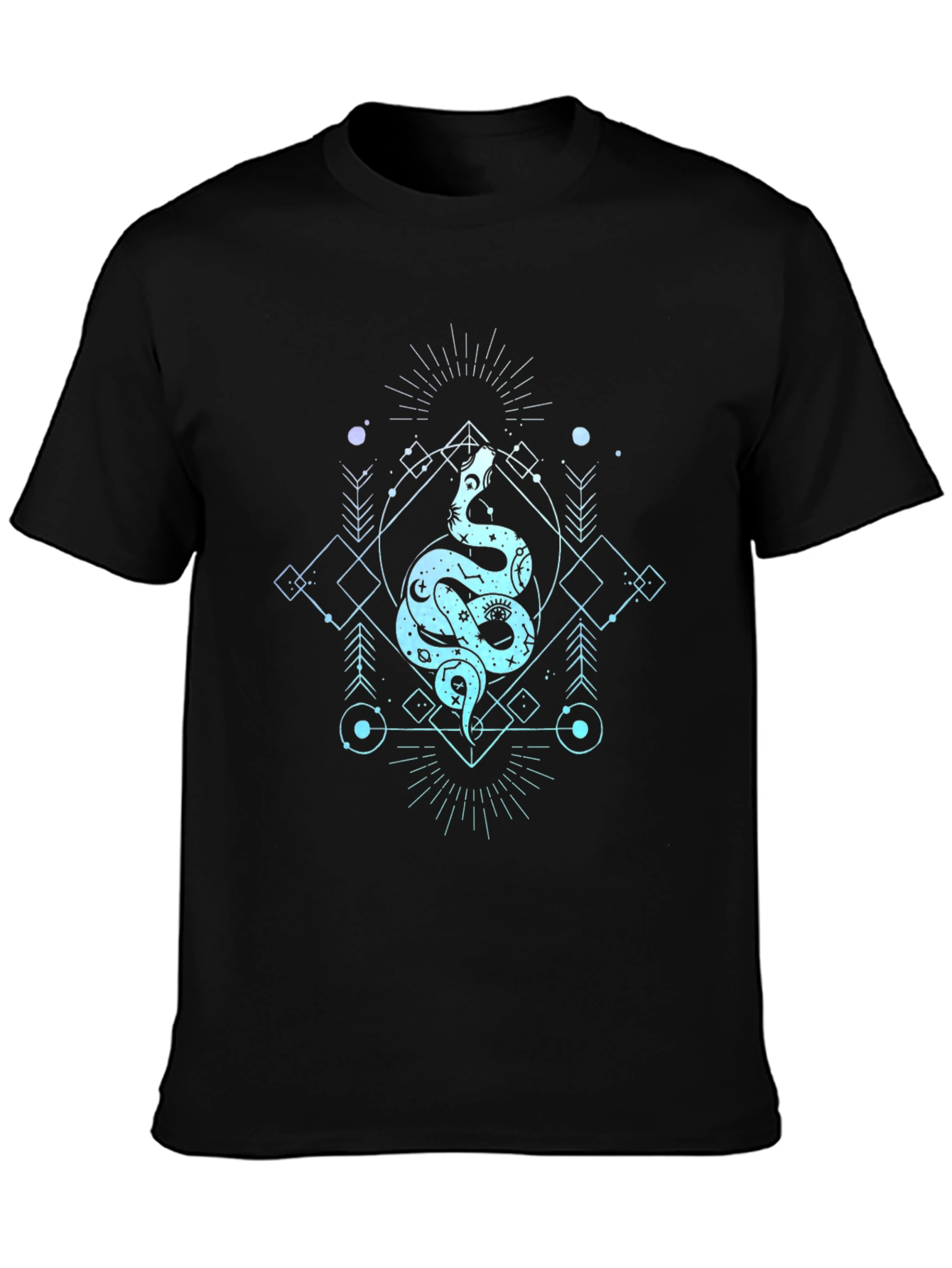 Black Mystic Snake Graphic Tee - Black Cotton T-Shirt view 3