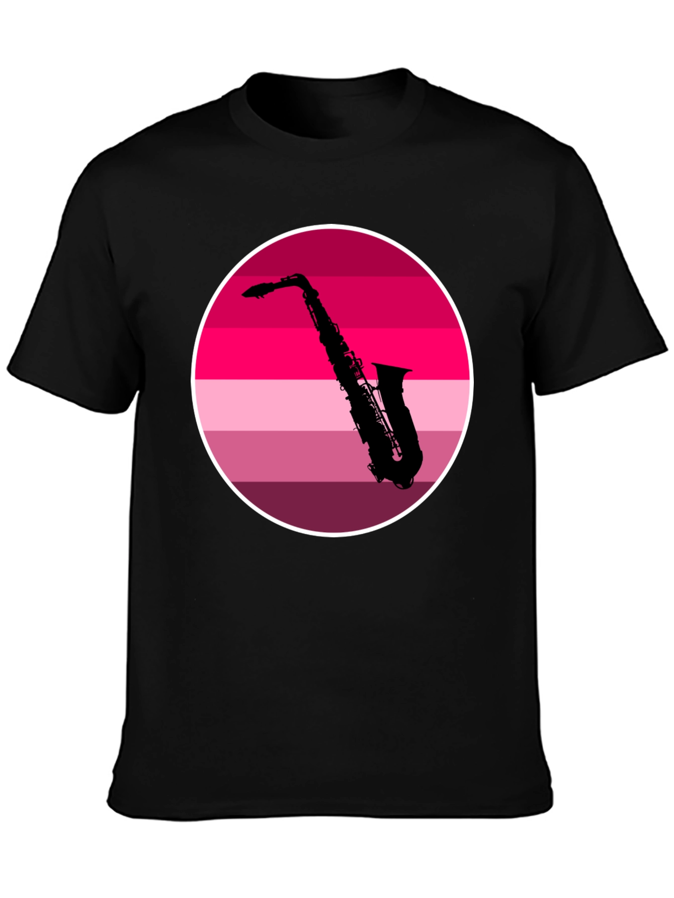 Black Saxophone Silhouette Tee - Retro Music Vibes view 3