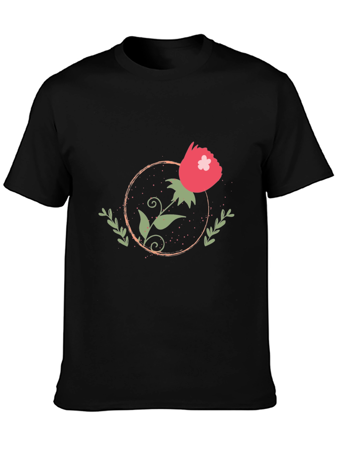 Black Floral Graphic Tee - Stylish Casual Wear view 3