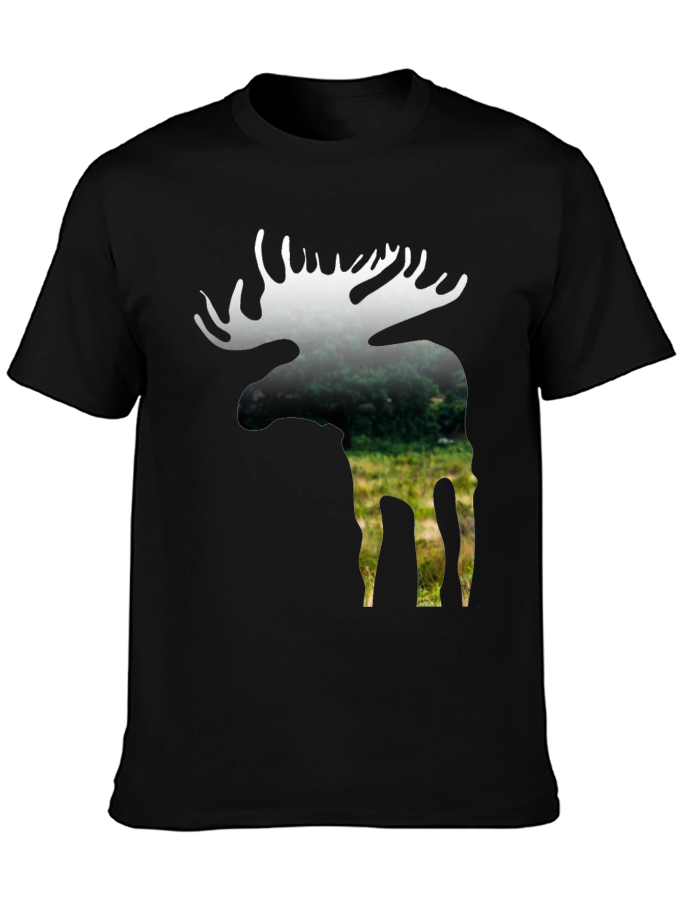Black Nature Moose Graphic Tee - Black Cotton Blend view 3