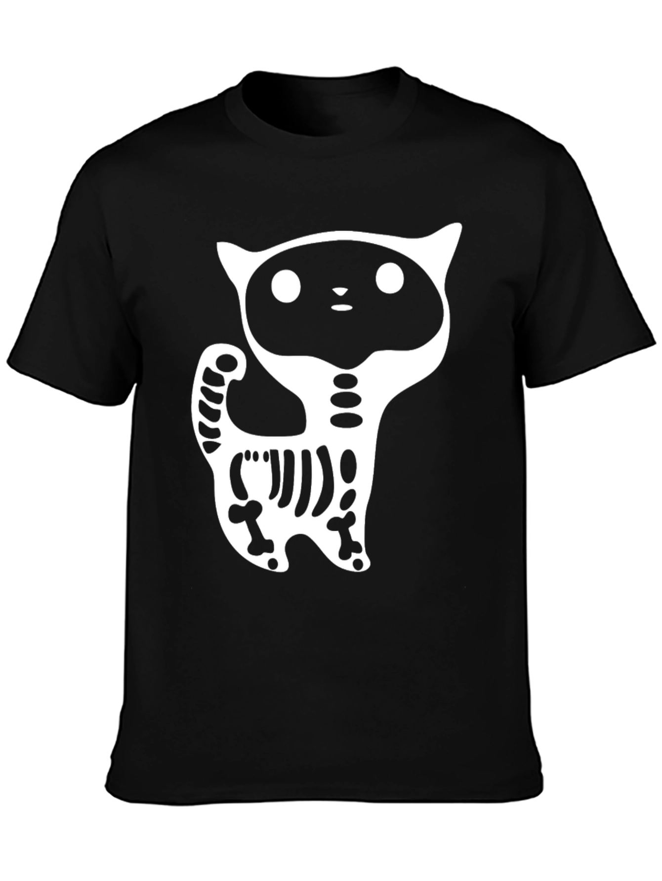 Black Skeleton Cat Graphic T-Shirt - Halloween Ready view 3