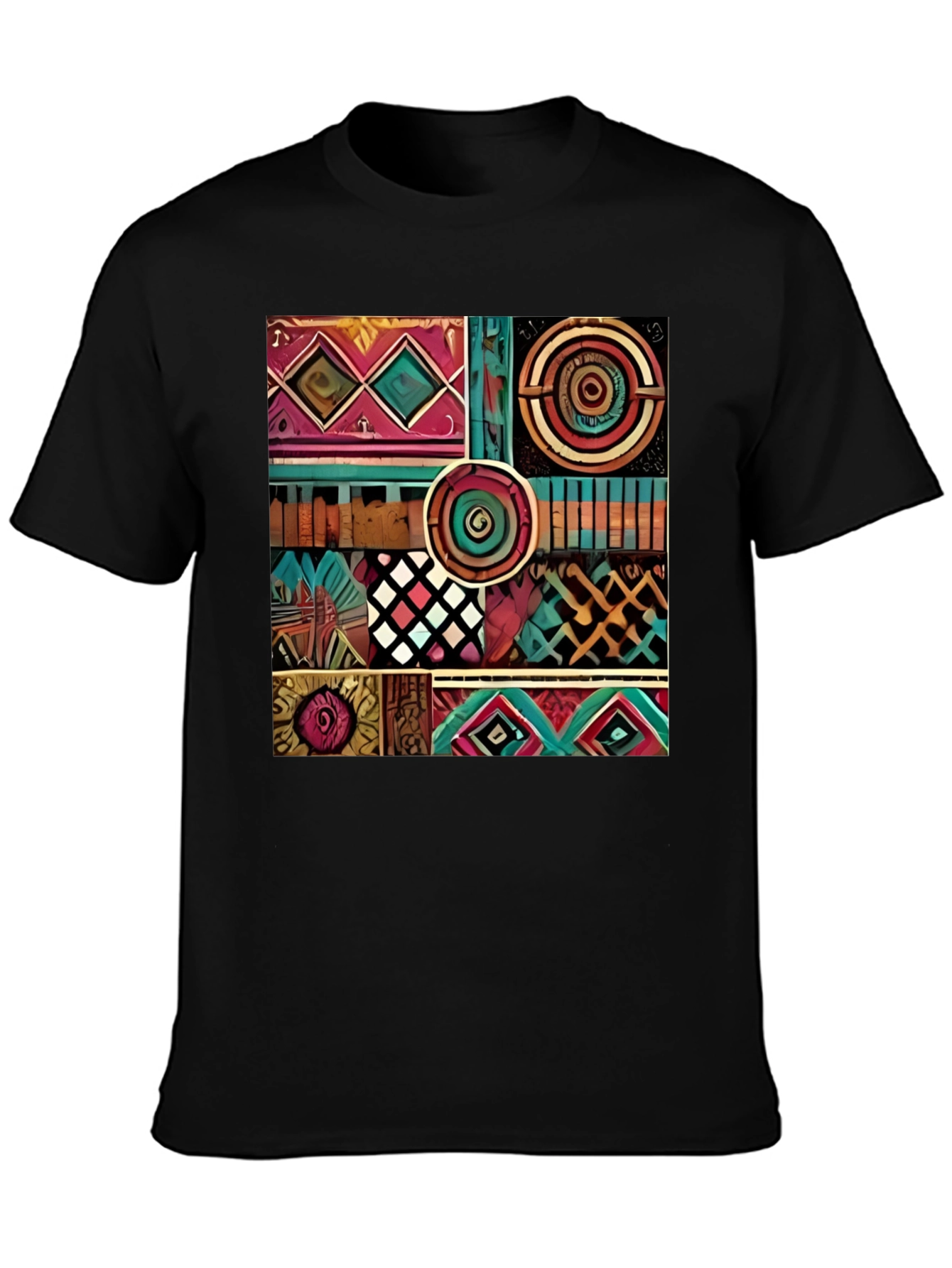 Black Abstract Pattern Graphic Print T-Shirt view 3