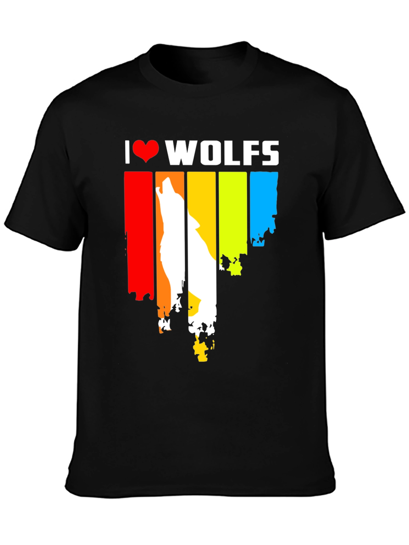 Black I Love Wolves Graphic Tee - Unique Design view 3