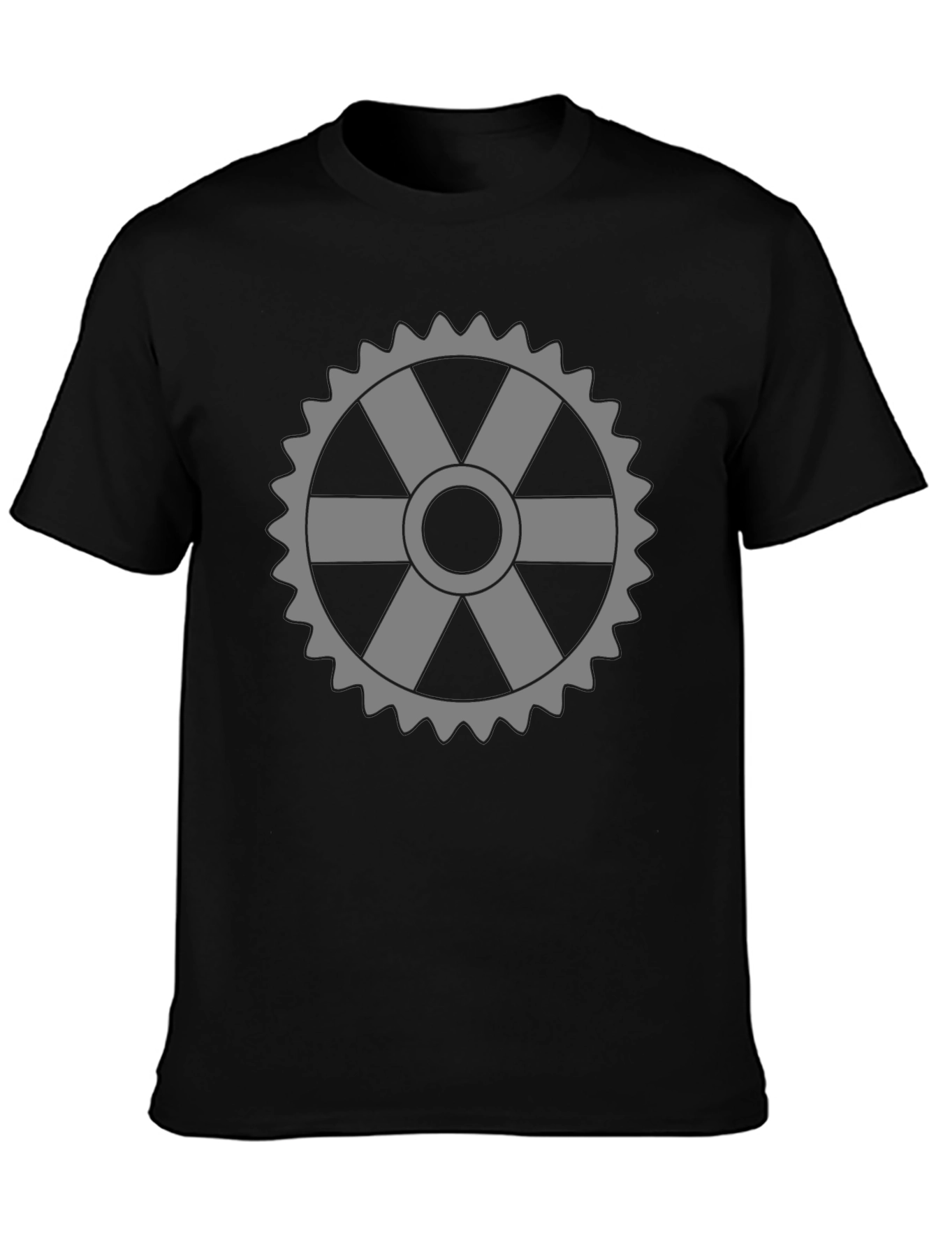 Black Cogwheel Graphic Tee - Cool & Comfortable view 3