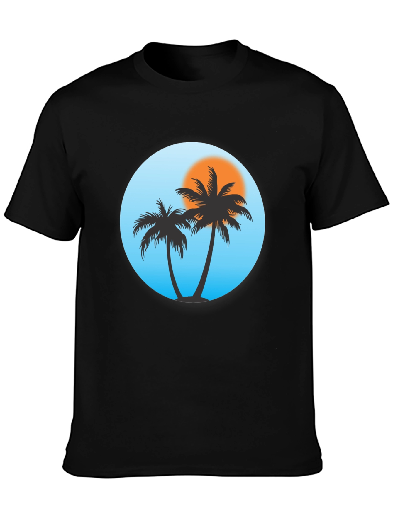 Black Tropical Palm Tree Black T-Shirt view 3