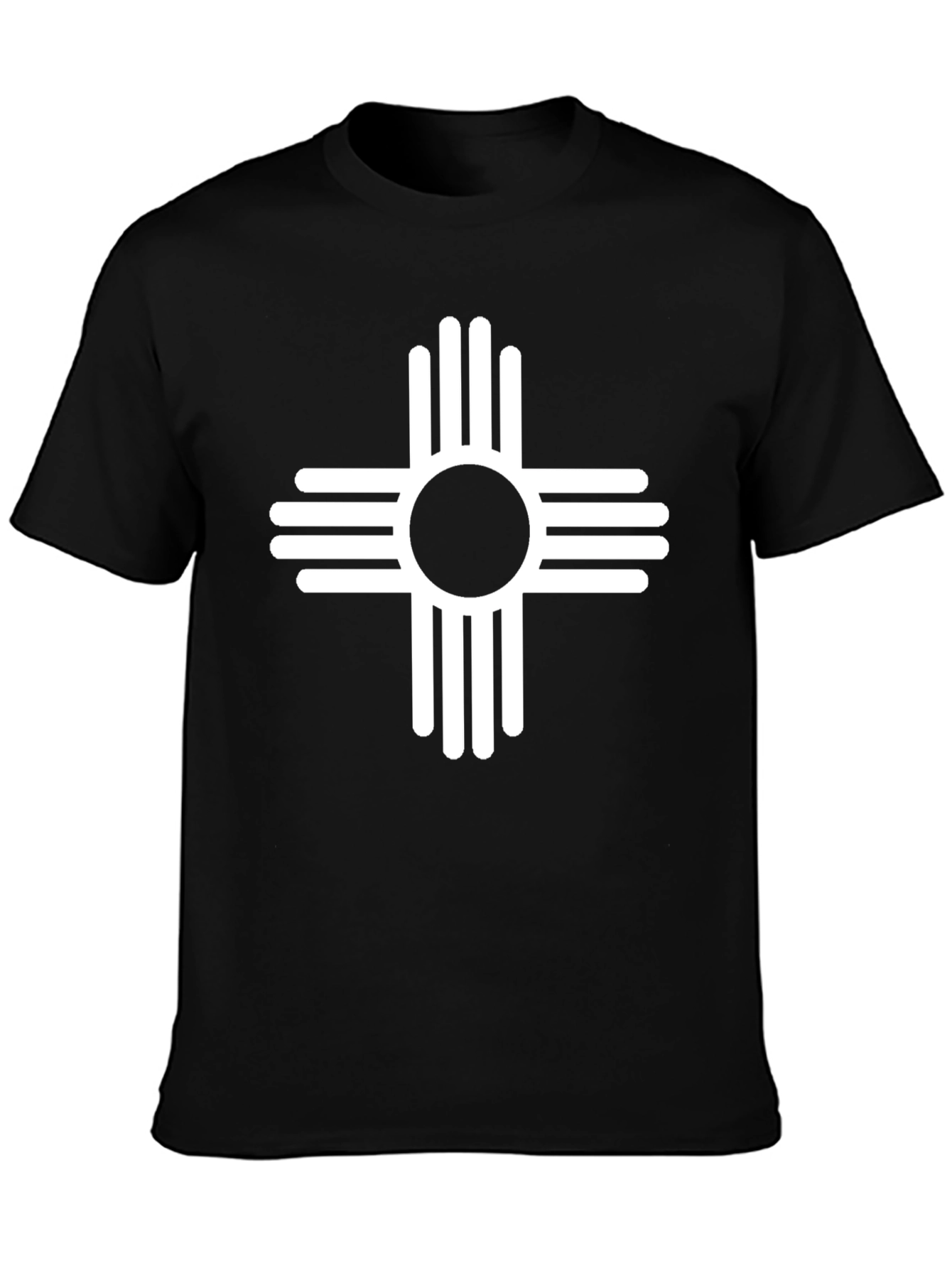 Black Black T-Shirt with White Zia Sun Symbol view 3