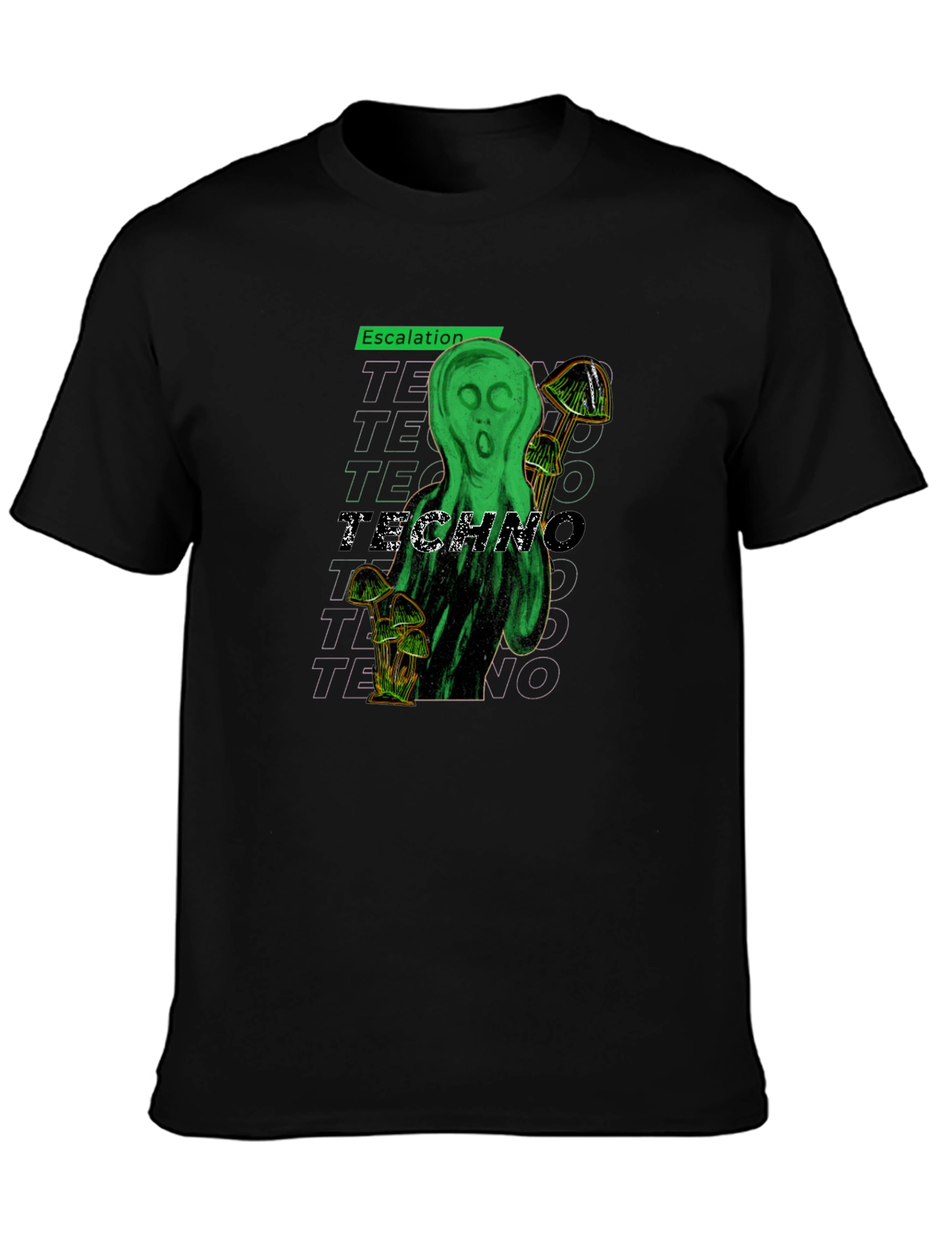 Black Escalation Techno Graphic T-Shirt view 3