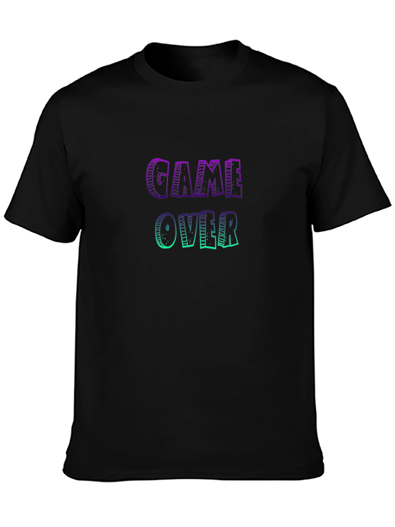 Black Game Over Graphic Tee - Black Cotton Casual Shirt view 3