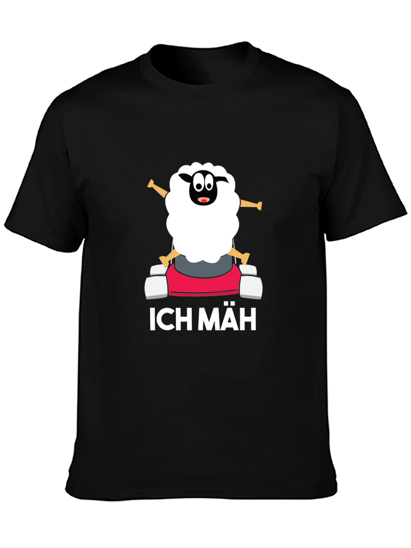 Black Ich Mäh Sheep T-Shirt - Funny Lawn Mowing Tee view 3