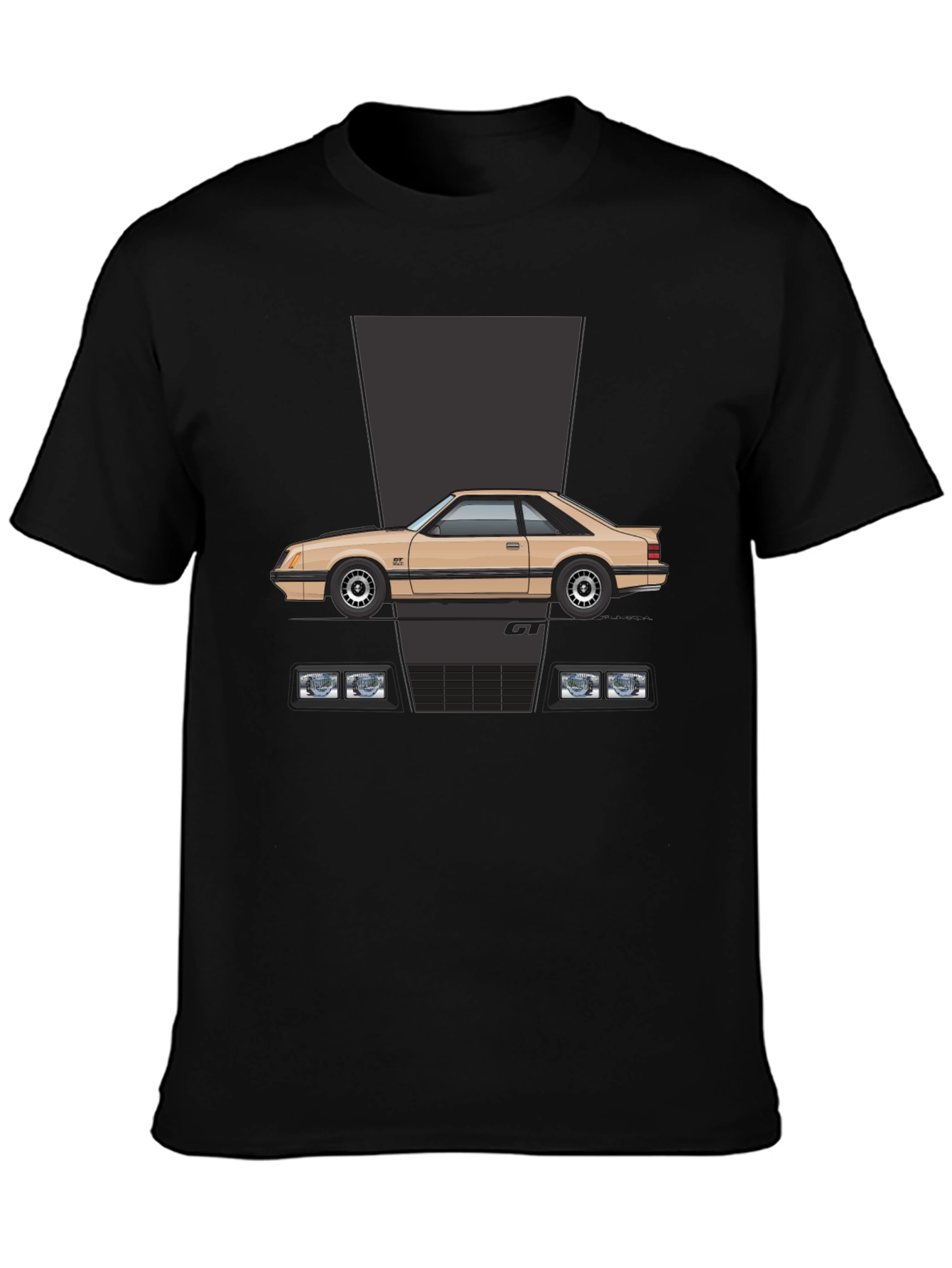 Black Retro 80s Car Graphic Tee - Classic Cool view 3