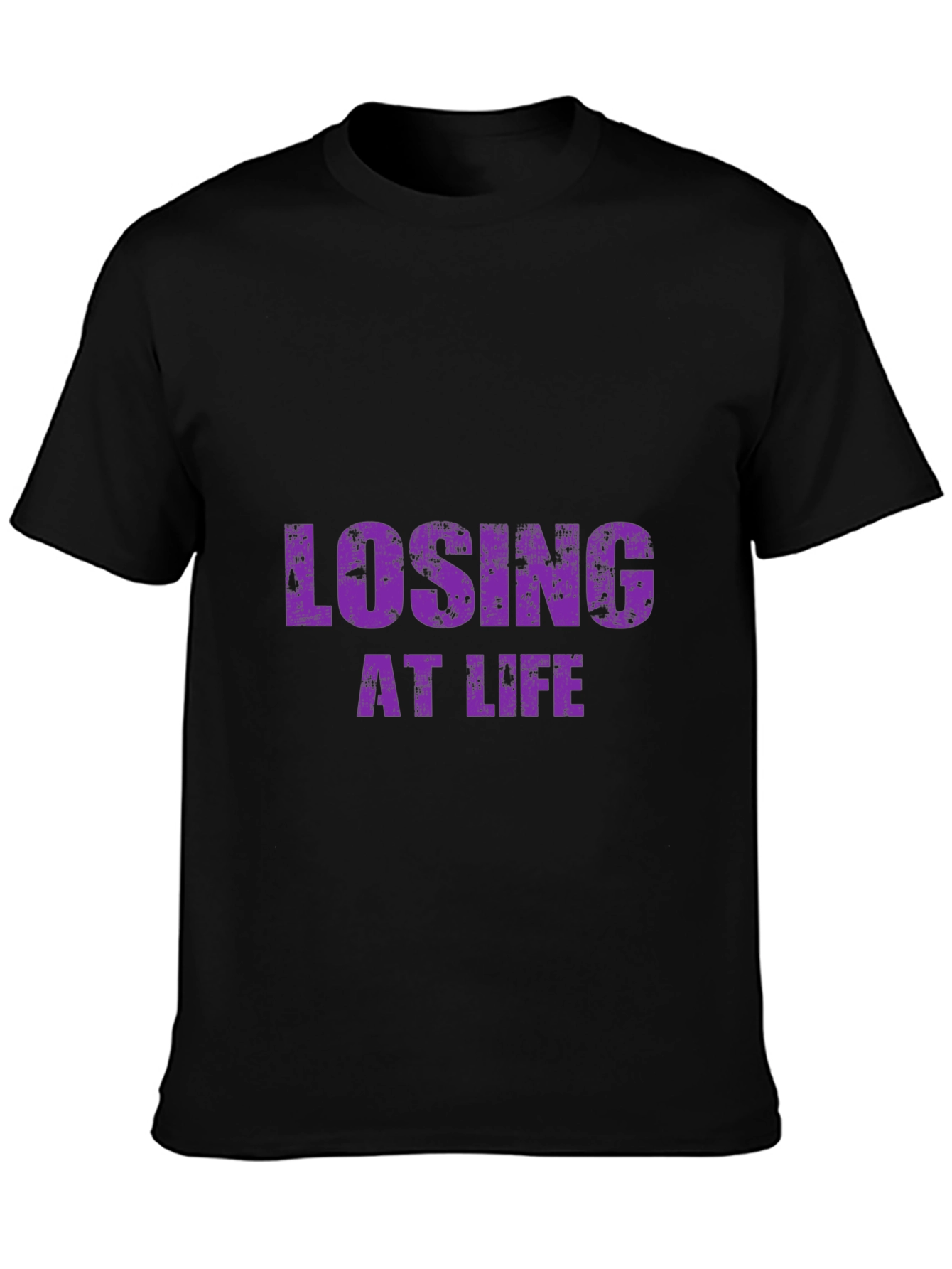 Black Losing at Life Funny Graphic Tee - Black T-Shirt view 3