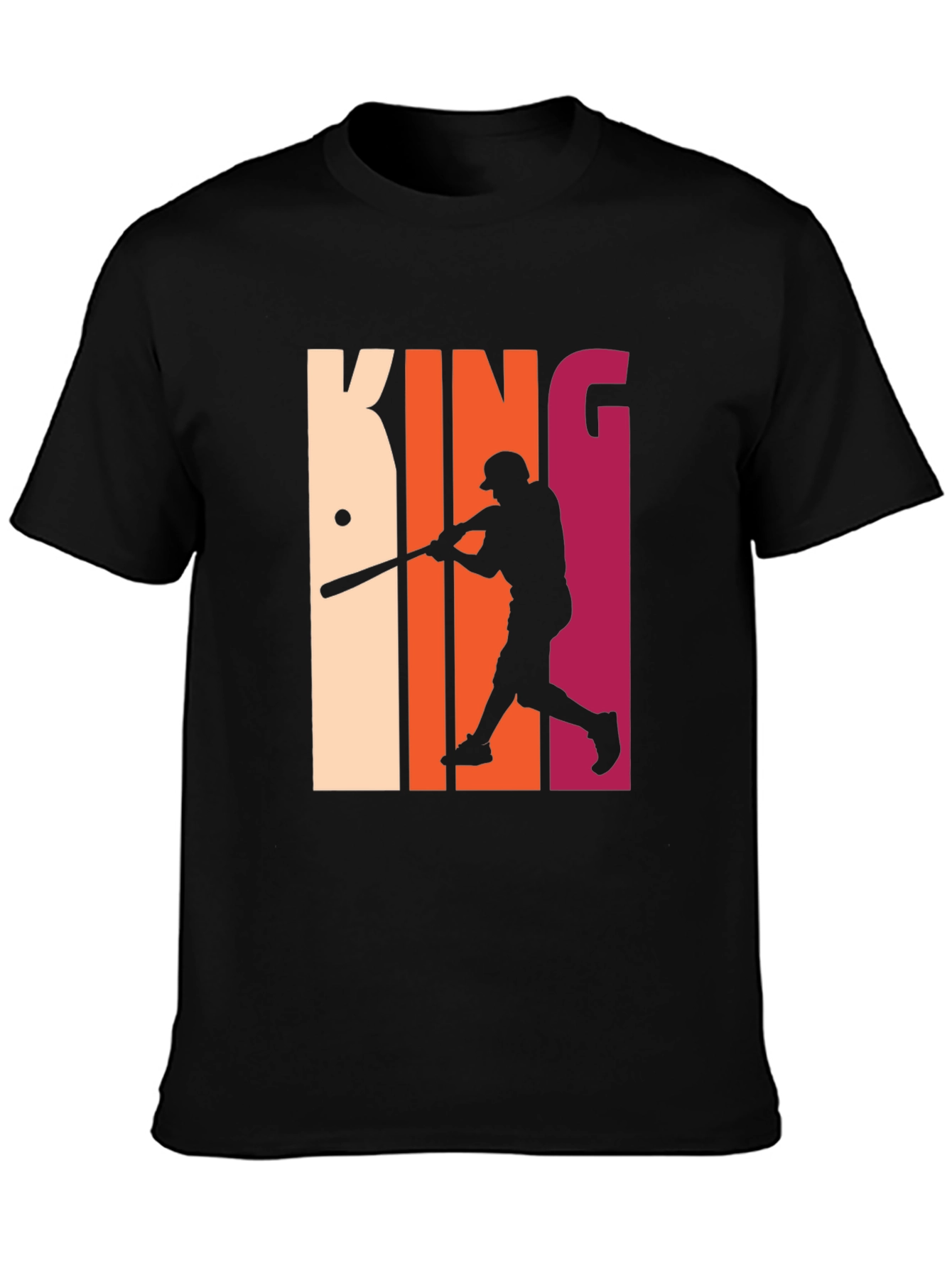 Black King Baseball Player Graphic T-Shirt view 3