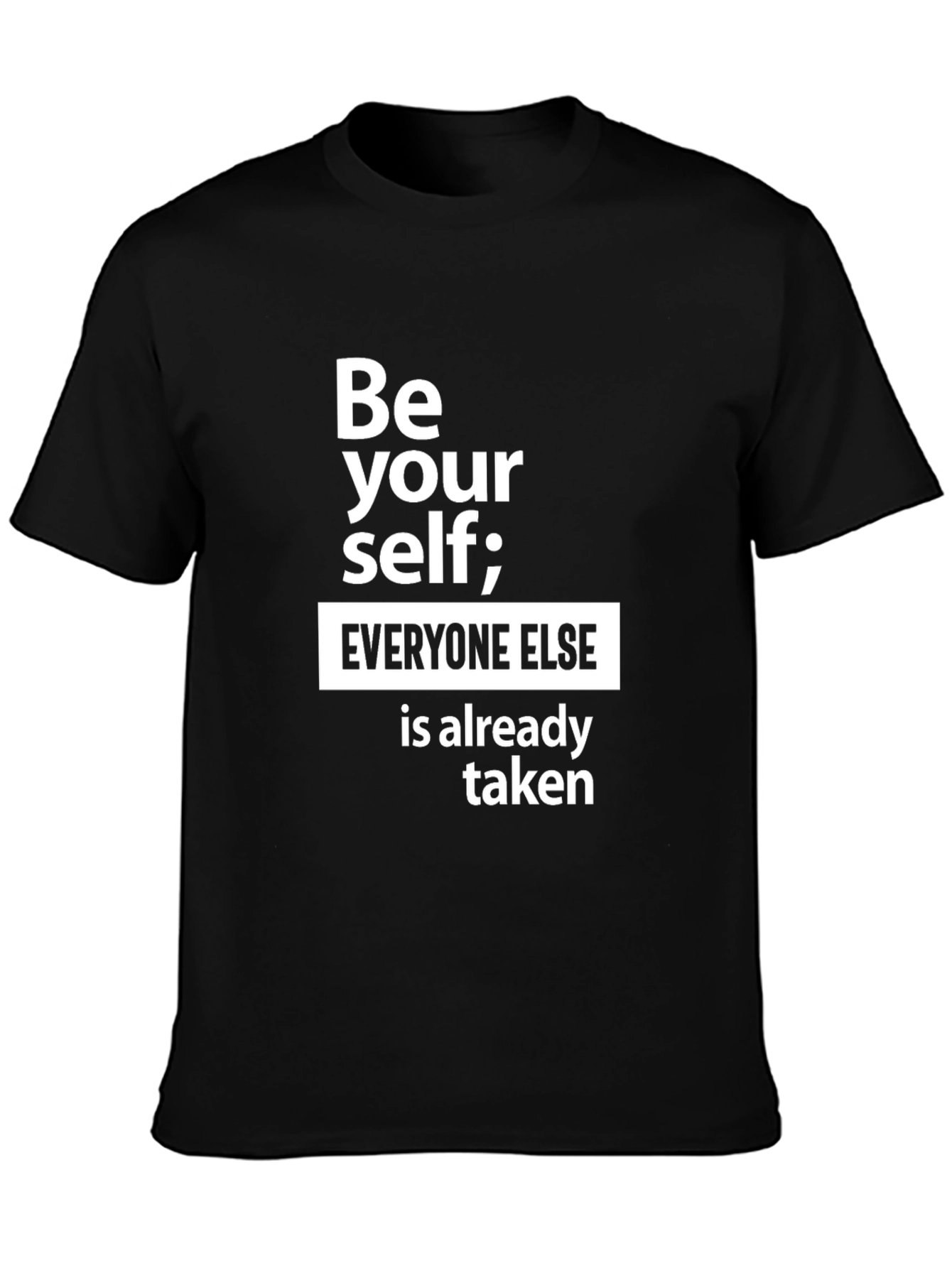 Black Be Yourself Graphic Tee - Inspirational Black T-Shirt view 3