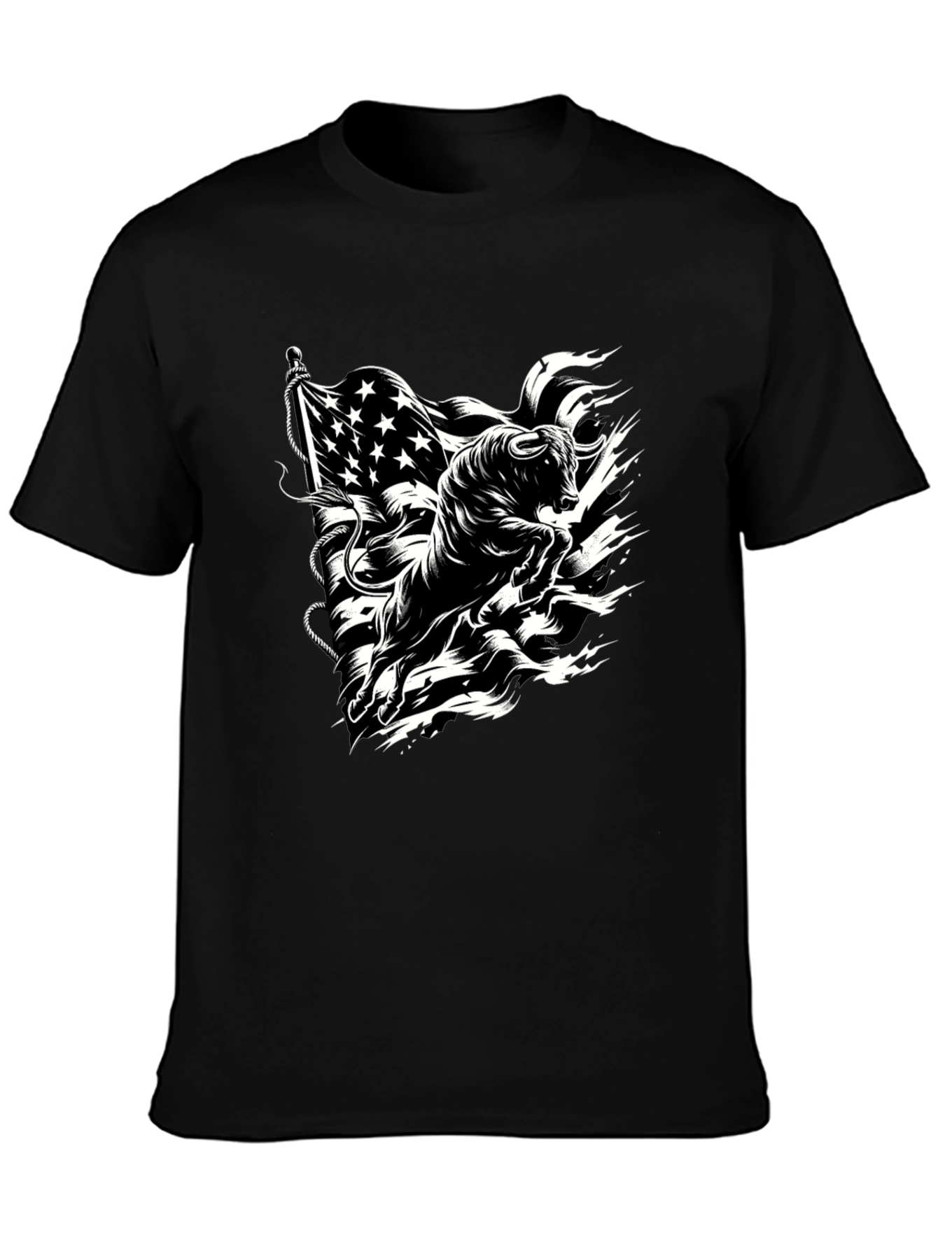 Black American Bull Graphic Tee - Black Cotton Blend view 3
