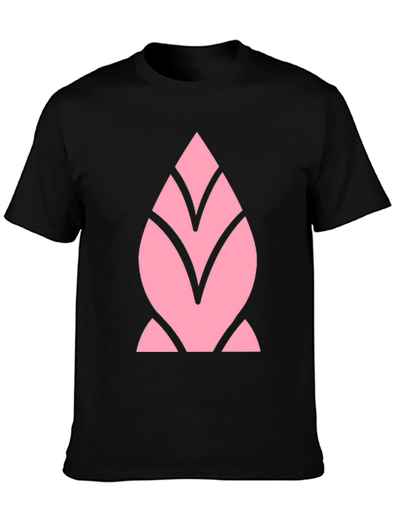 Black Pink Geometric Black T-Shirt view 3