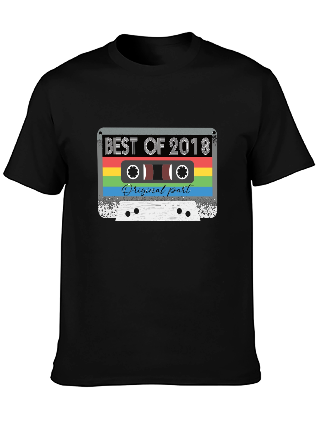 Black Best of 2018 Retro Cassette Tape T-Shirt view 3