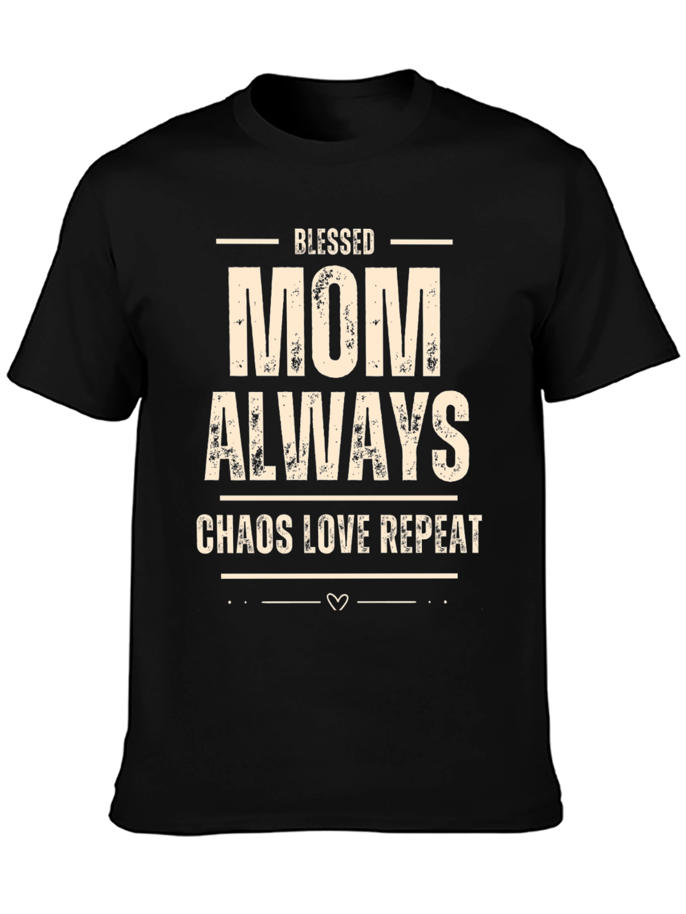 Black Blessed Mom Always Chaos Love Repeat T-Shirt view 3