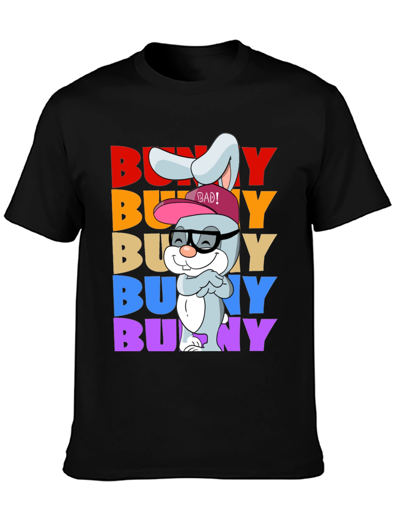 Black Cool Bunny Graphic Tee - Fun & Unique Design view 3