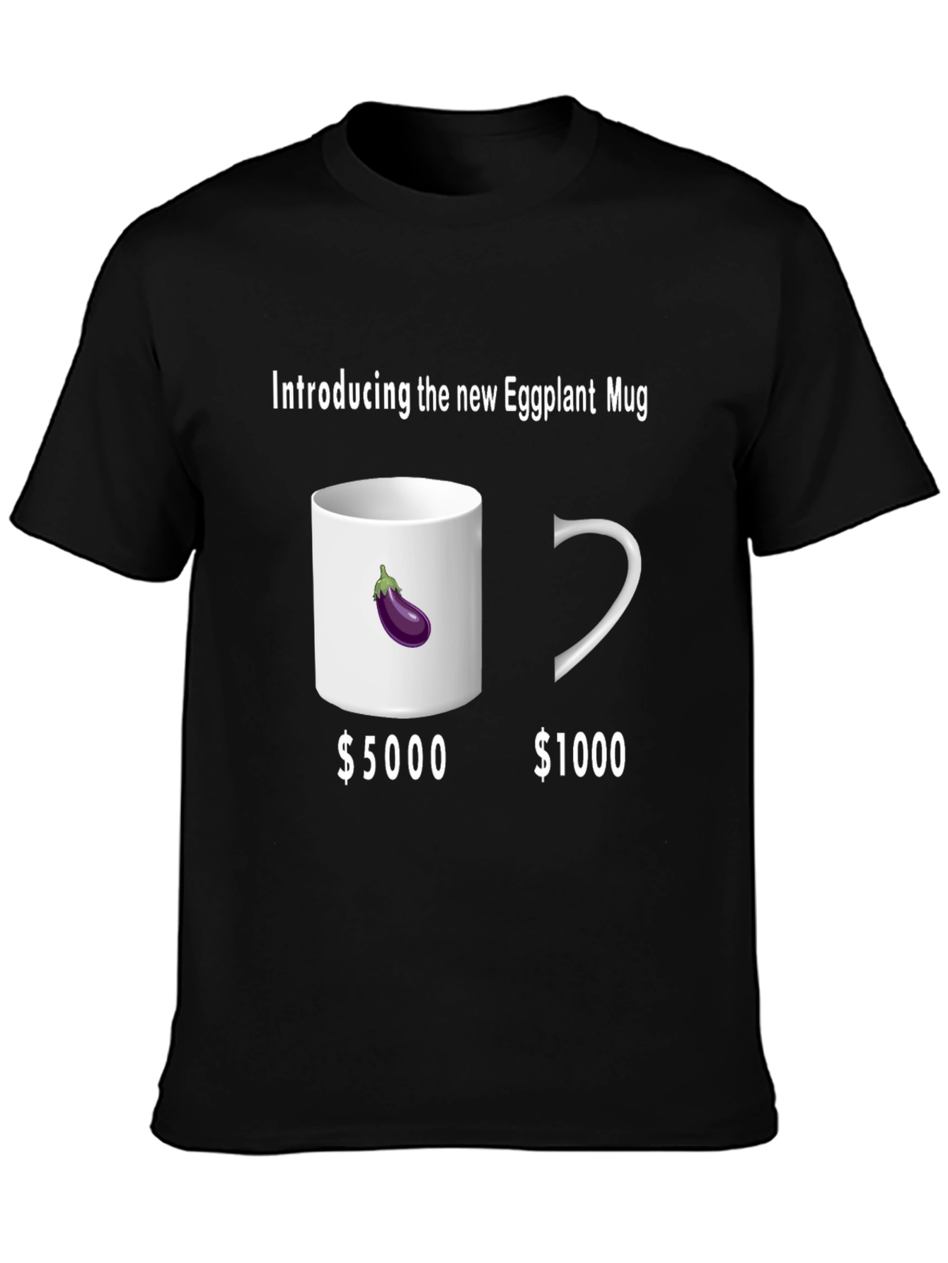 Black Eggplant Mug T-Shirt - Humorous Design view 3