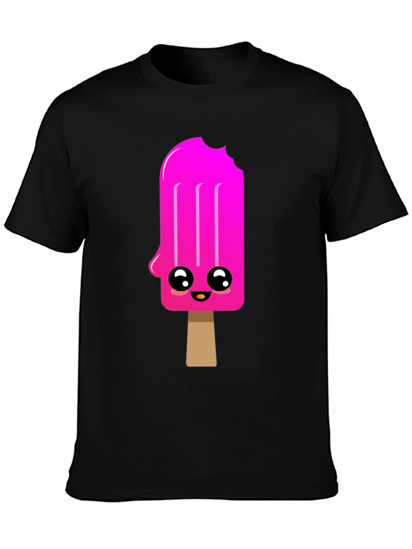 Black Kawaii Popsicle Graphic Tee - Black Cotton Blend Shirt view 3