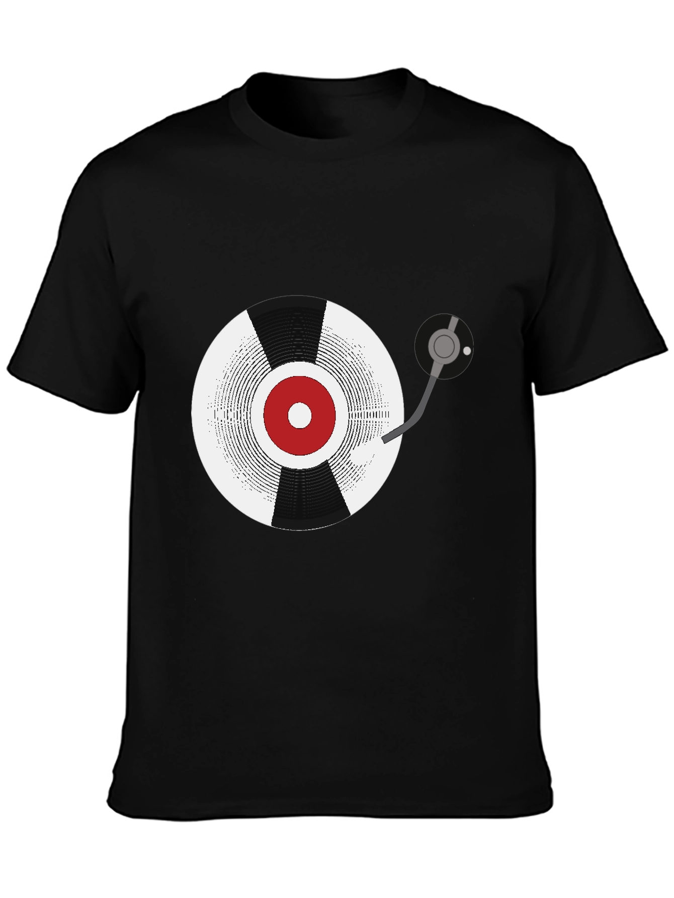Black Retro Vinyl Record Graphic Tee - Black view 3