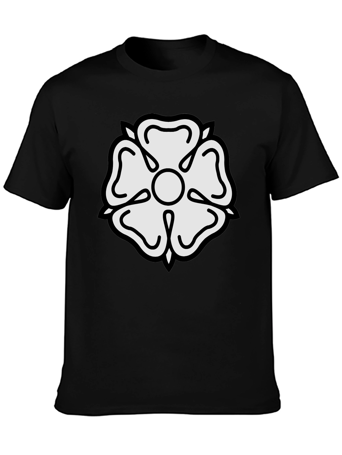 Black Black T-Shirt with White Floral Design view 3