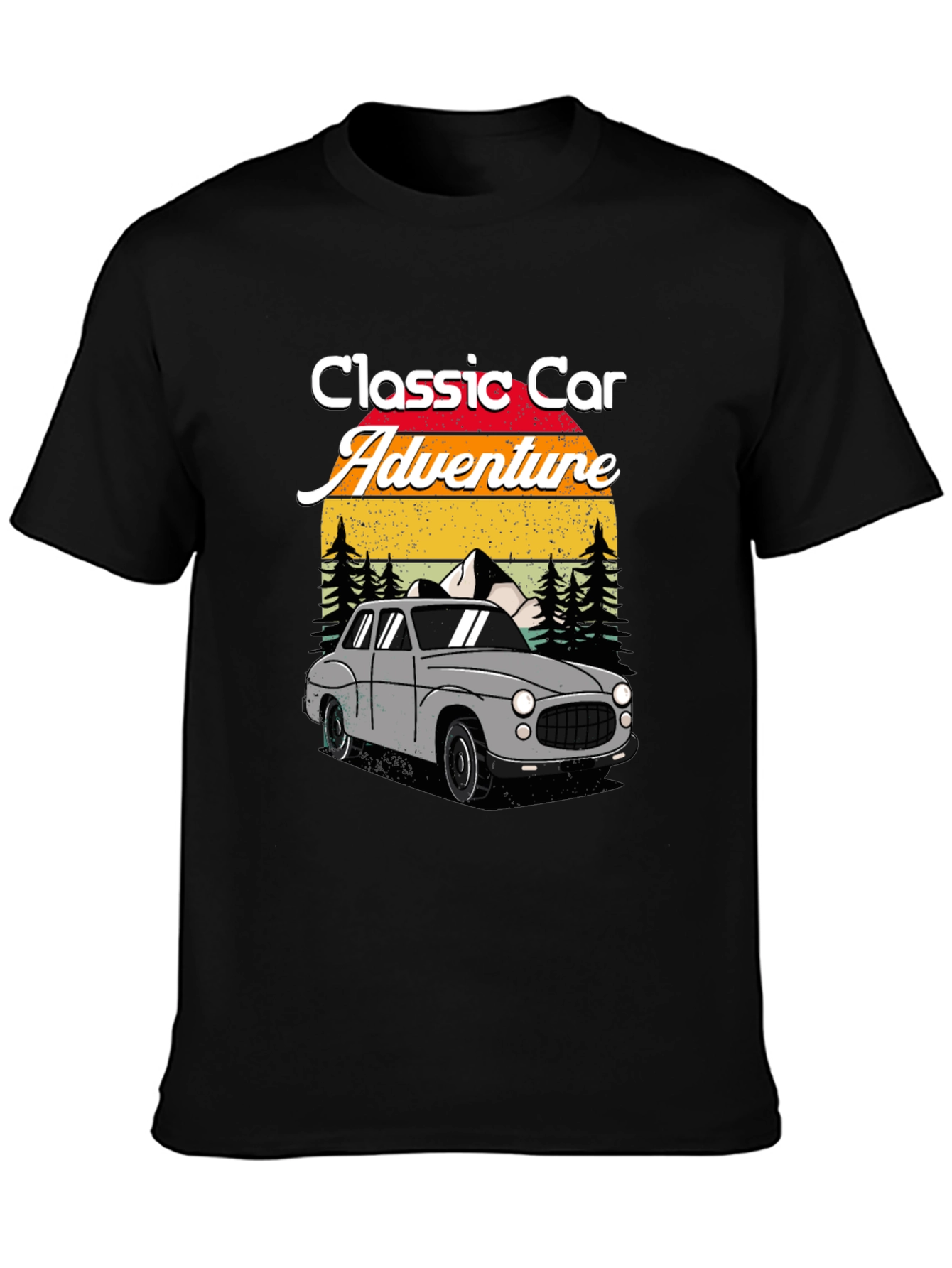 Black Classic Car Adventure T-Shirt view 3