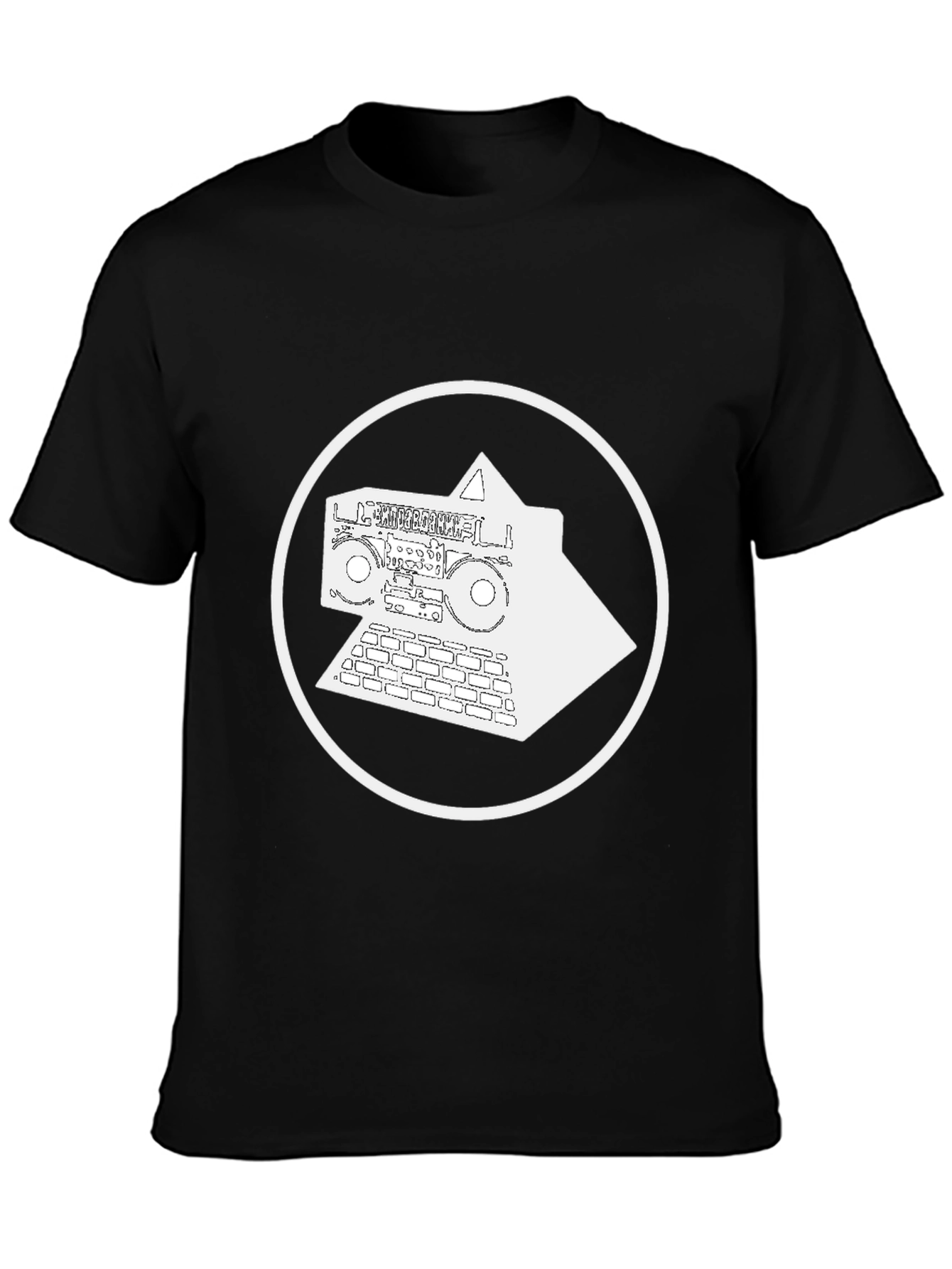 Black Retro Boombox Pyramid Graphic Tee - Black view 3