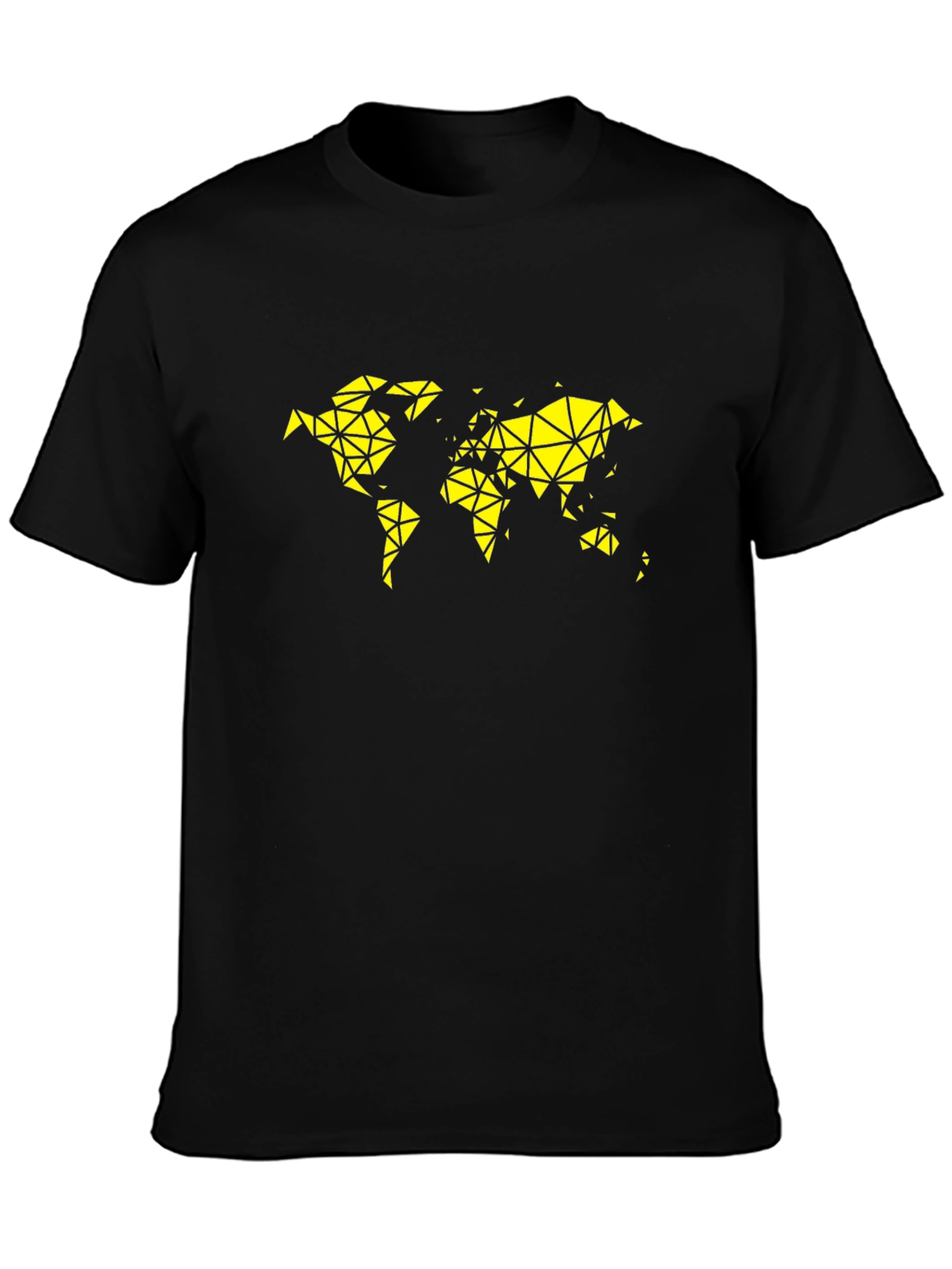 Black Geometric World Map Graphic Tee - Black view 3